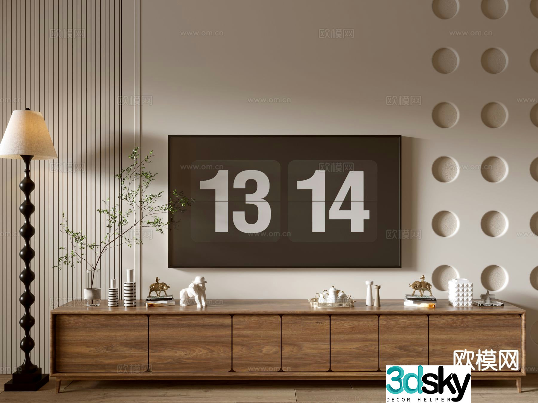 Log style TV cabinet 3D model