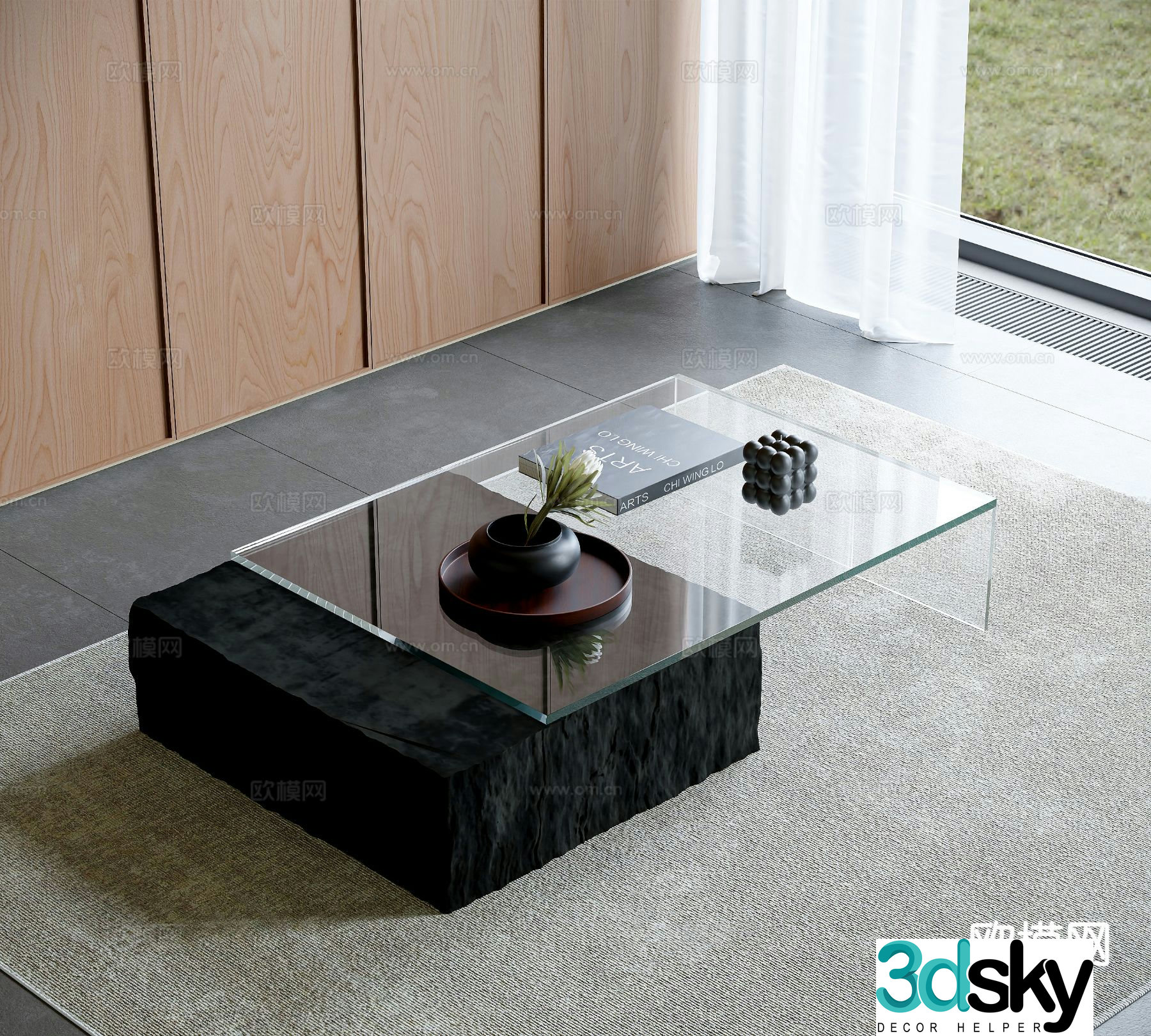 Modern glass coffee table 3d model