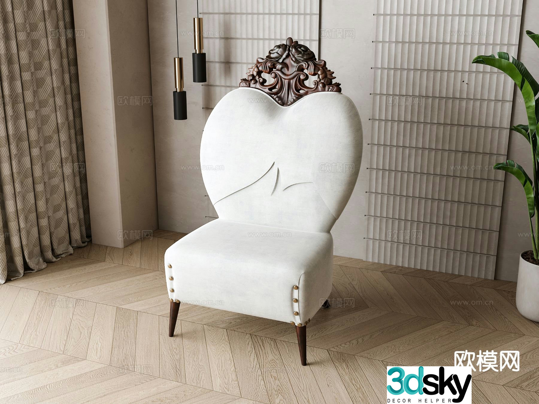 American chair leisure chair 3d model