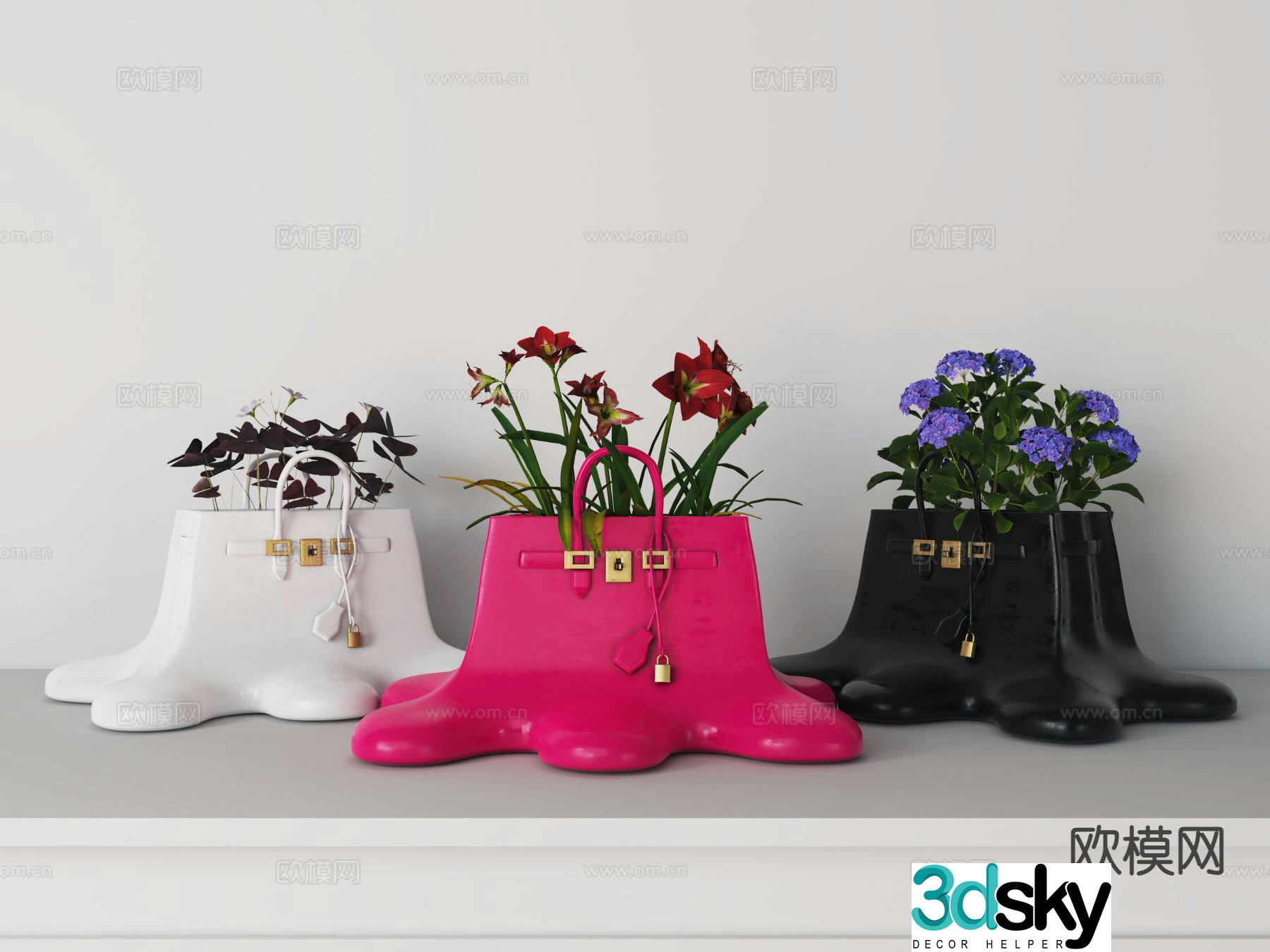 Modern fashion vase floral arrangement flower arrangement flowers 3d model
