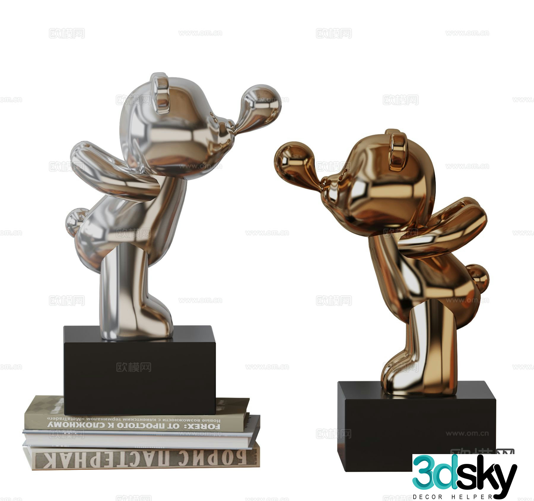Light luxury bear sculpture doll cartoon ornament 3D model