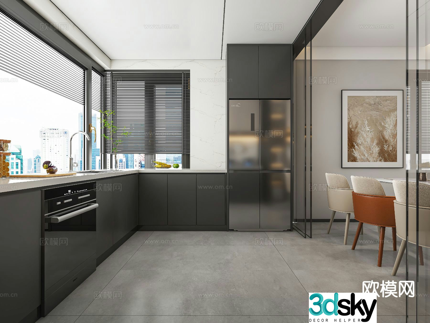 modern kitchen cabinet 3d model