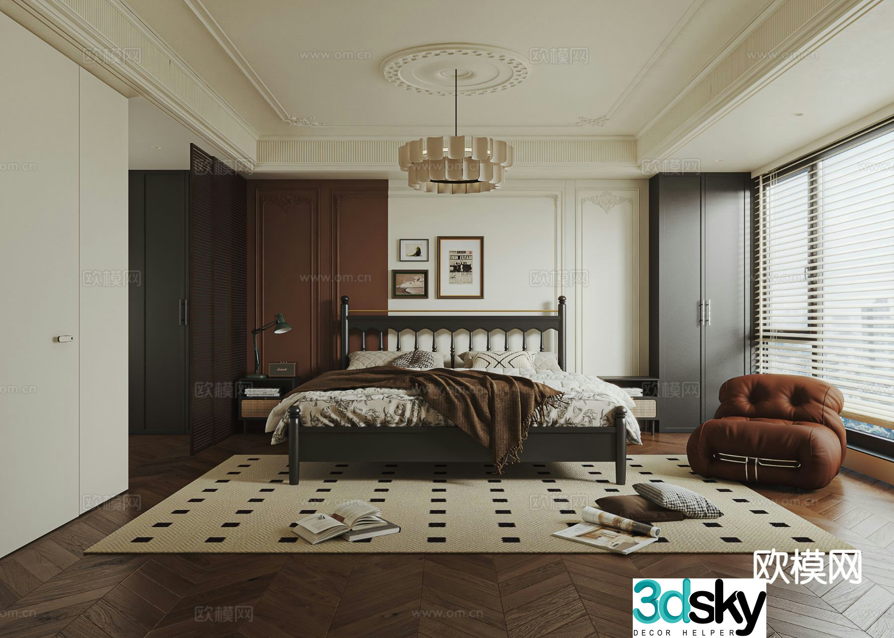 French retro bedroom master bedroom 3d model