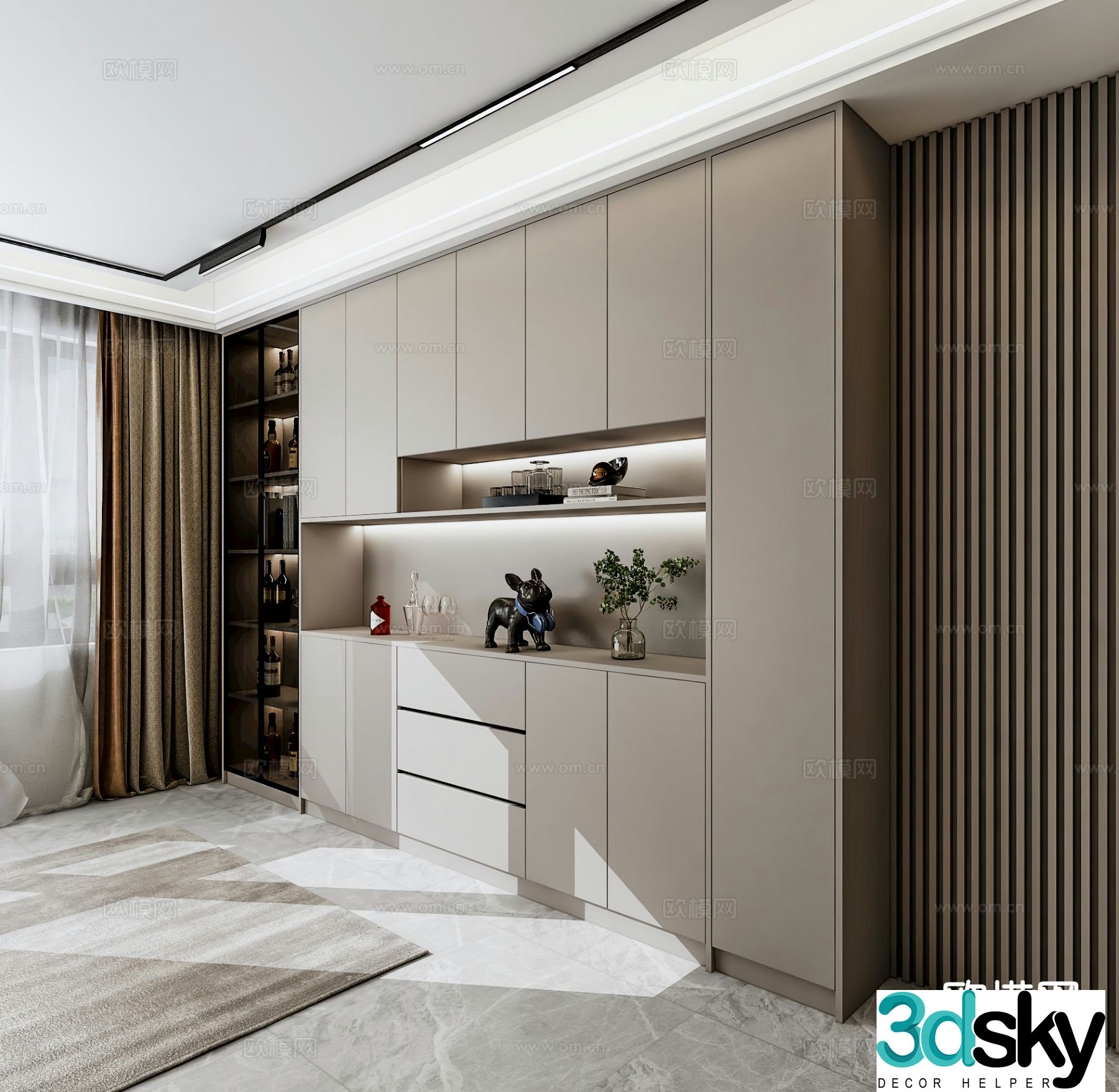 Modern wine cabinet sideboard sideboard 3D model