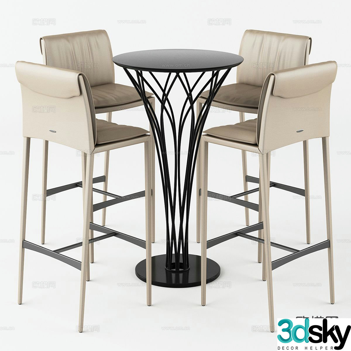 Modern bar stool bar stool high stool 3d model