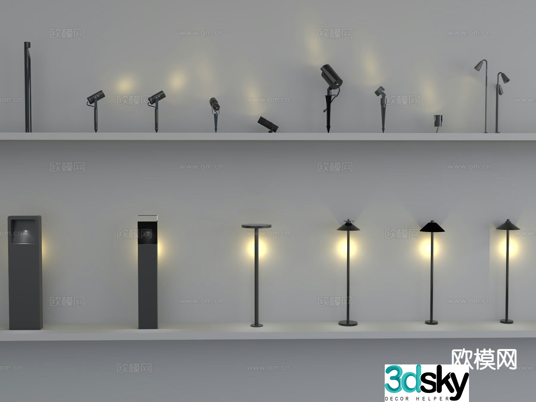 Courtyard landscape lights lawn lights vegetation lights fog lights 3D model