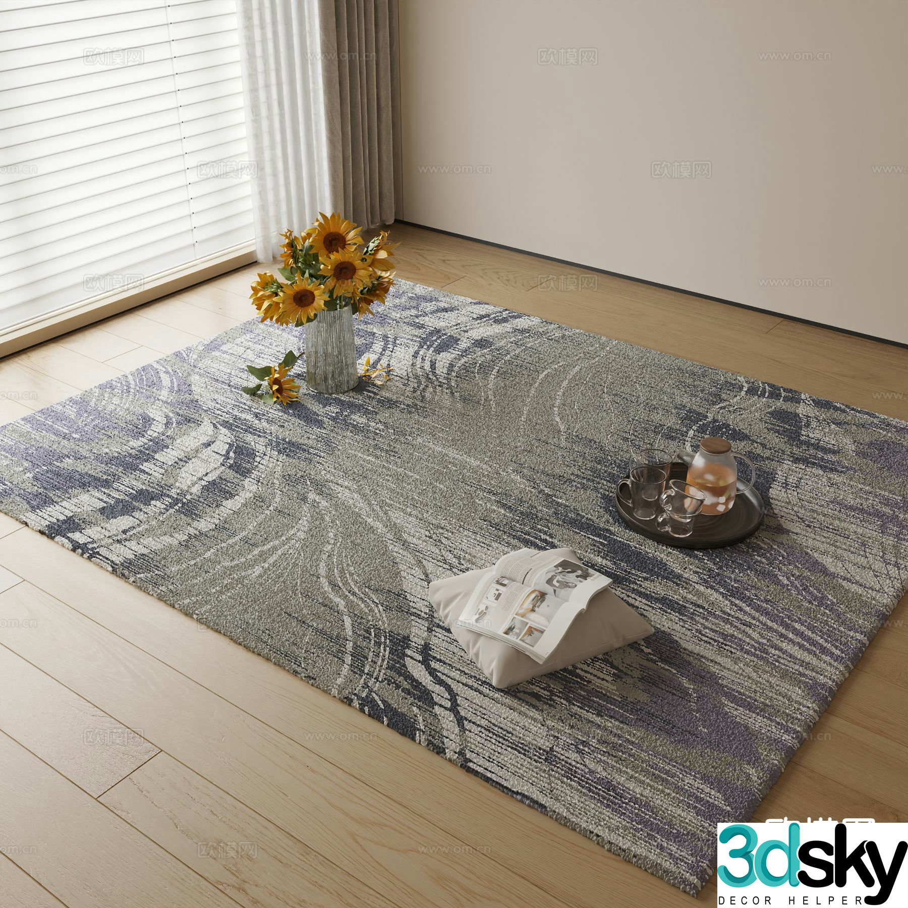 Modern square carpet 3d model