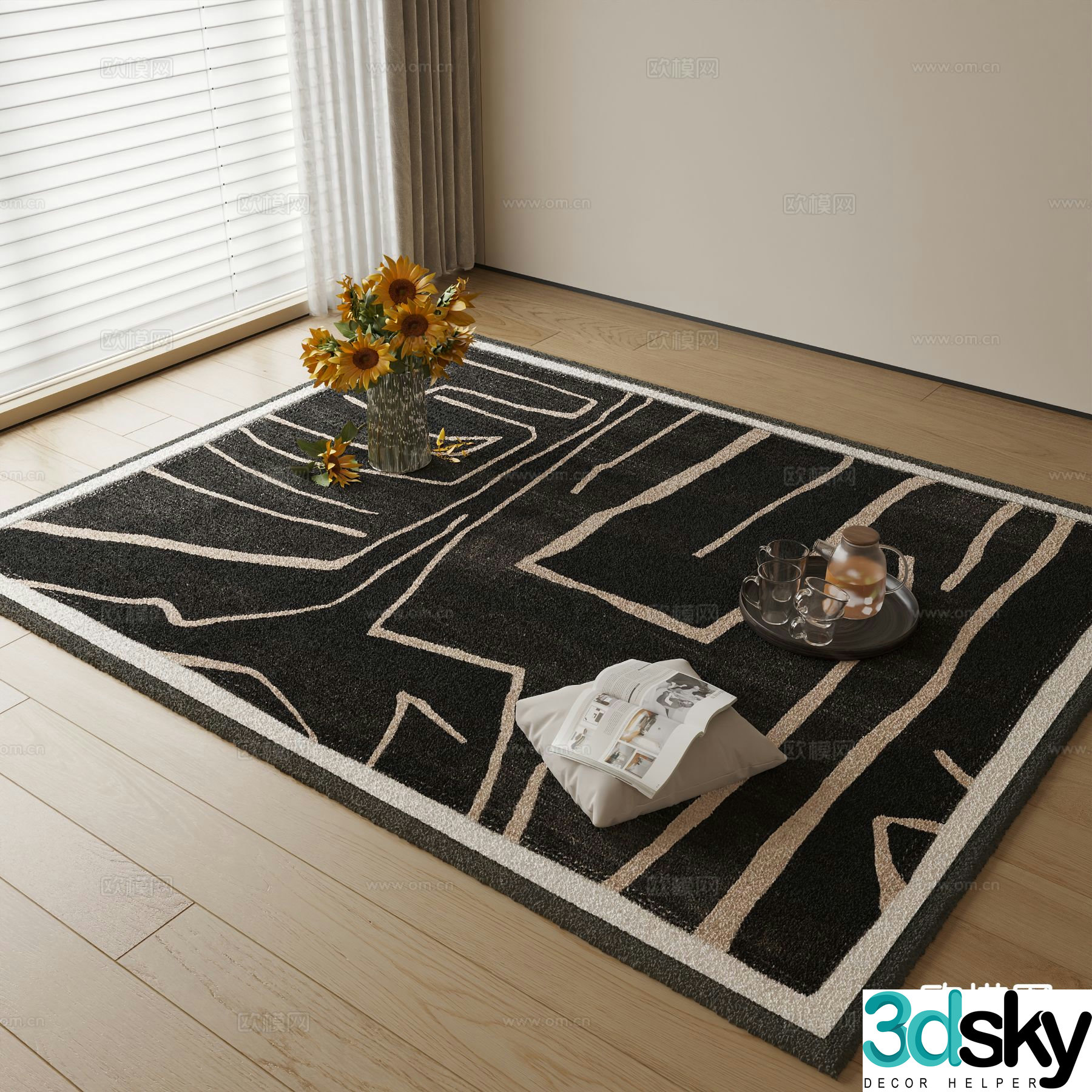 Decorative carpet square carpet 3d model