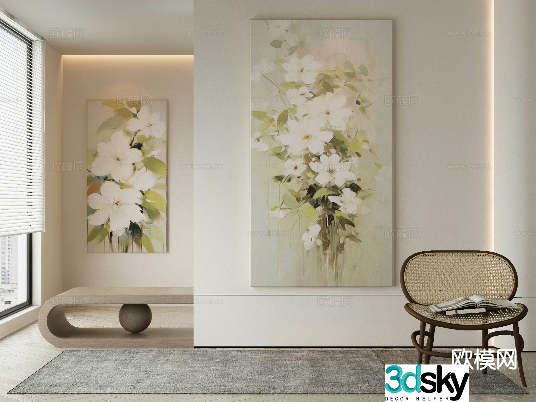 Wabi-sabi art painting flower painting decorative painting 3d model