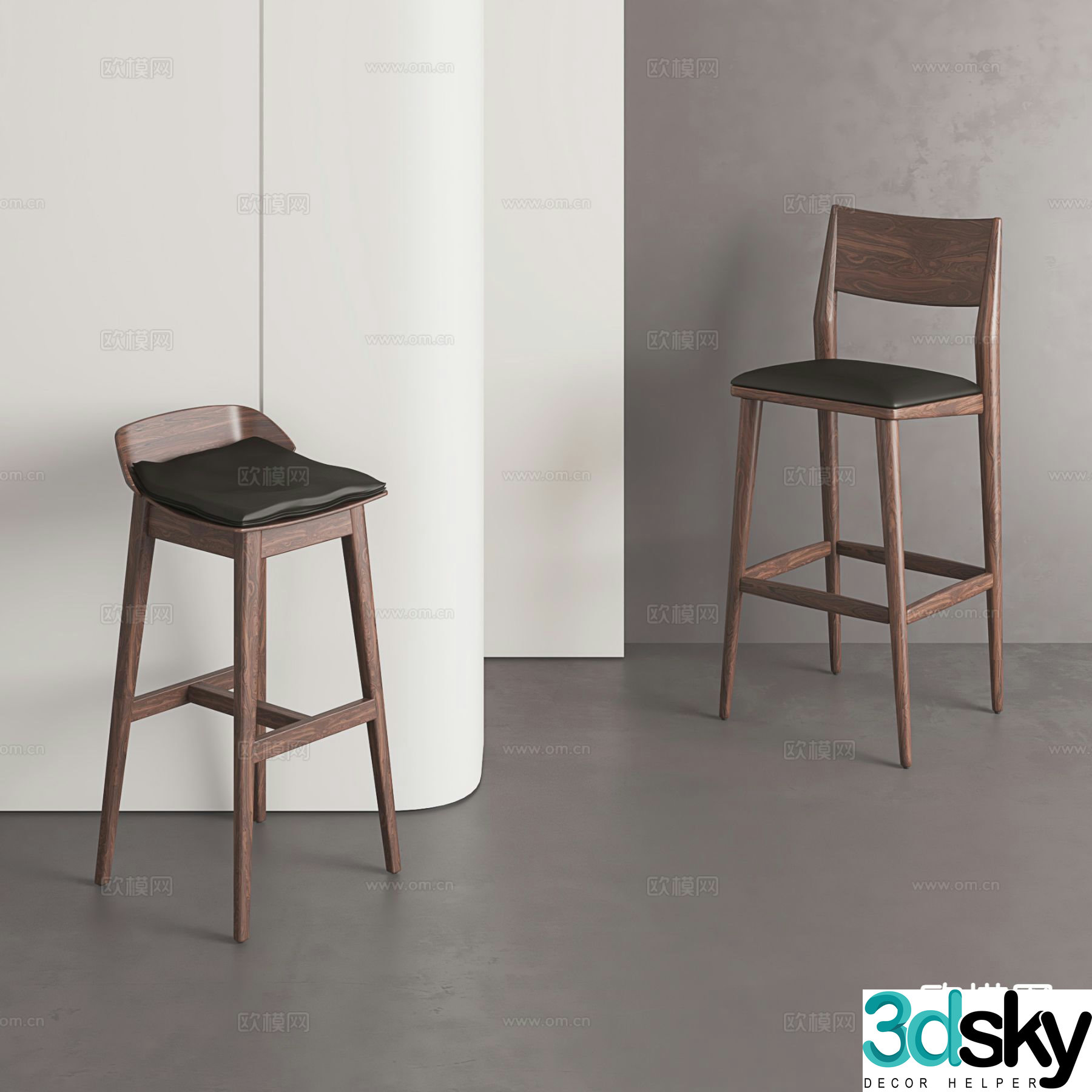 Medieval style bar stool bar stool high stool 3d model