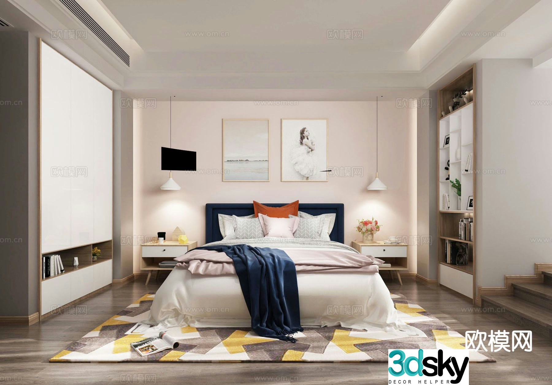 Modern bedroom master bedroom 3d model