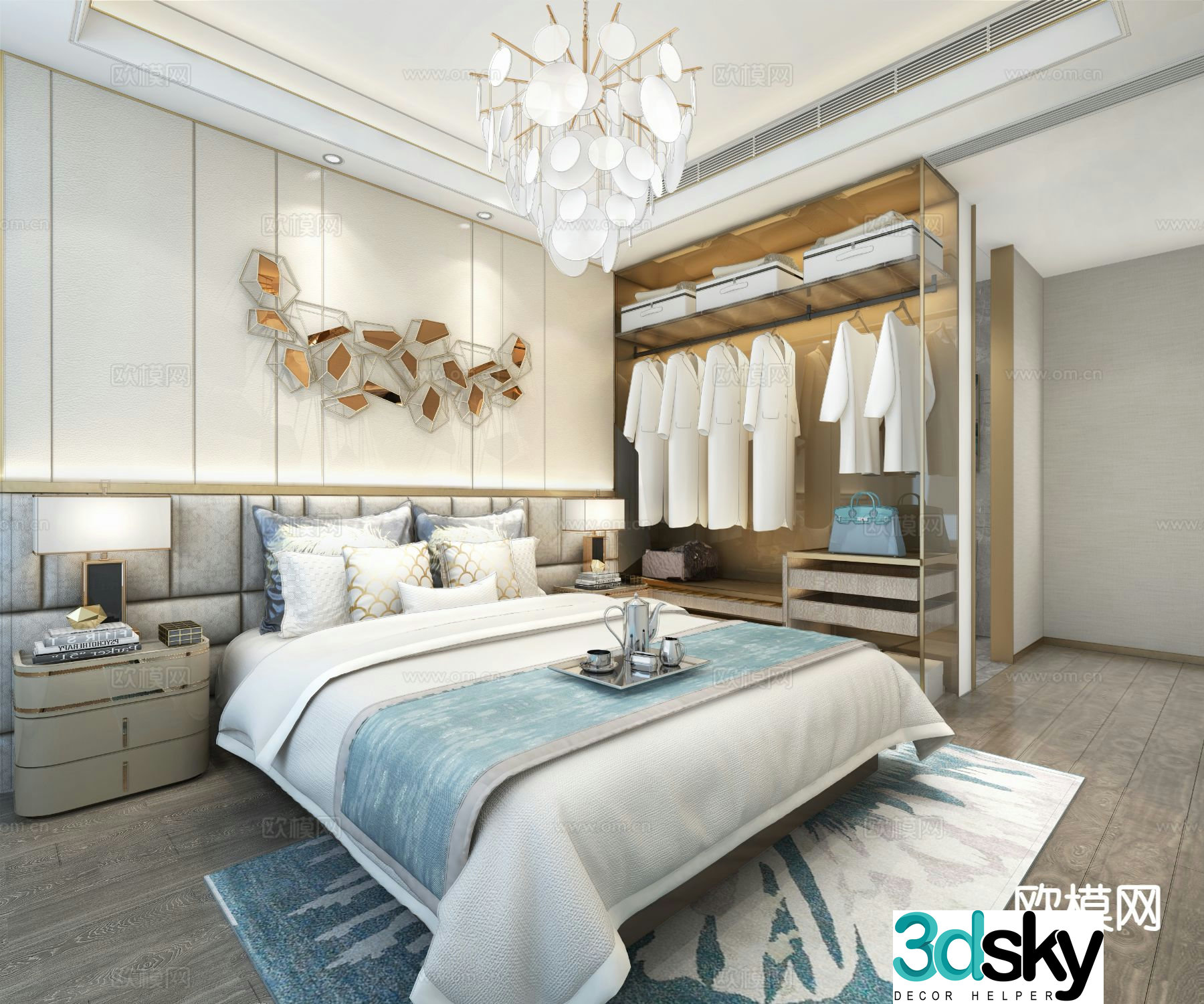 Light luxury bedroom master bedroom 3d model