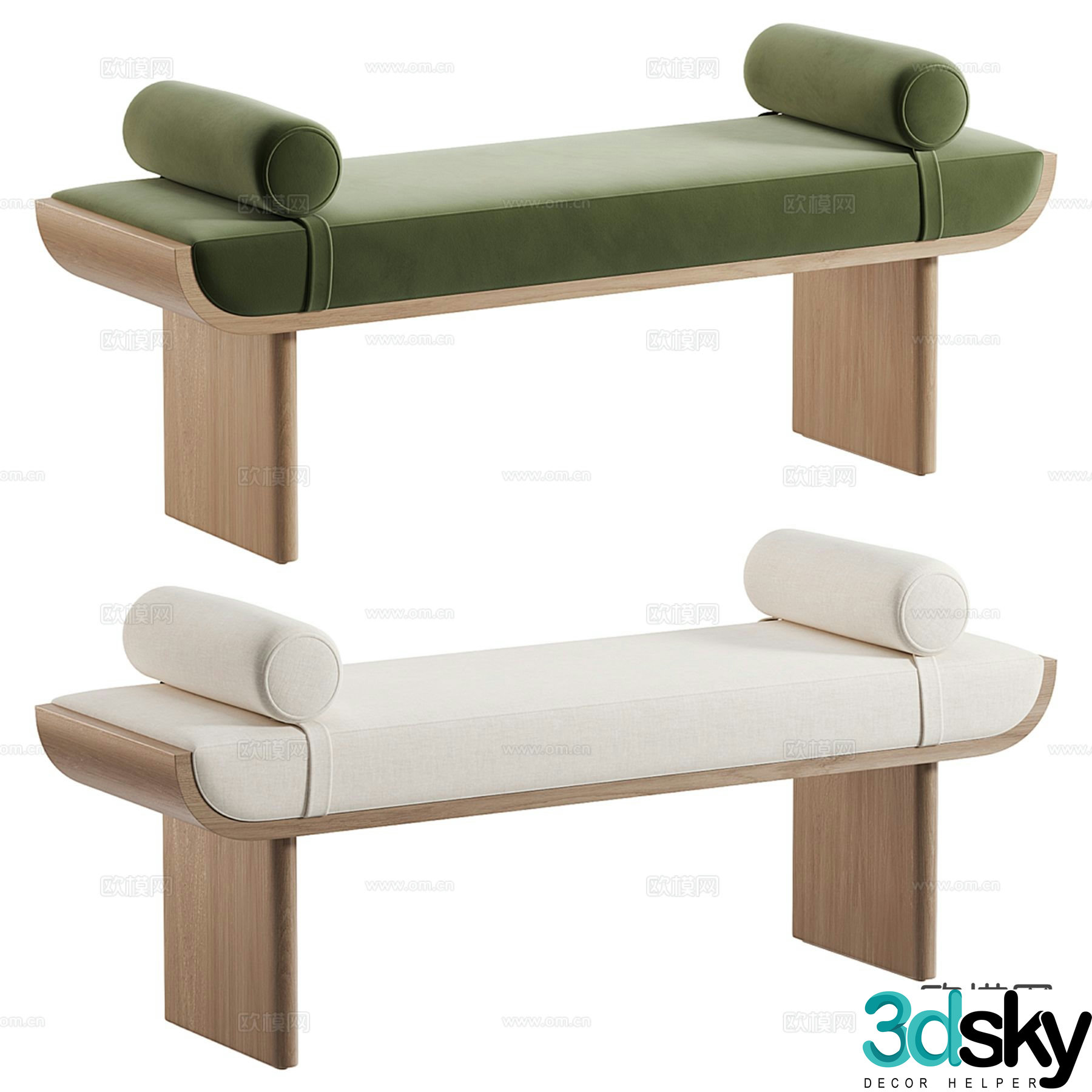 Medieval style footrest bedside stool 3d model