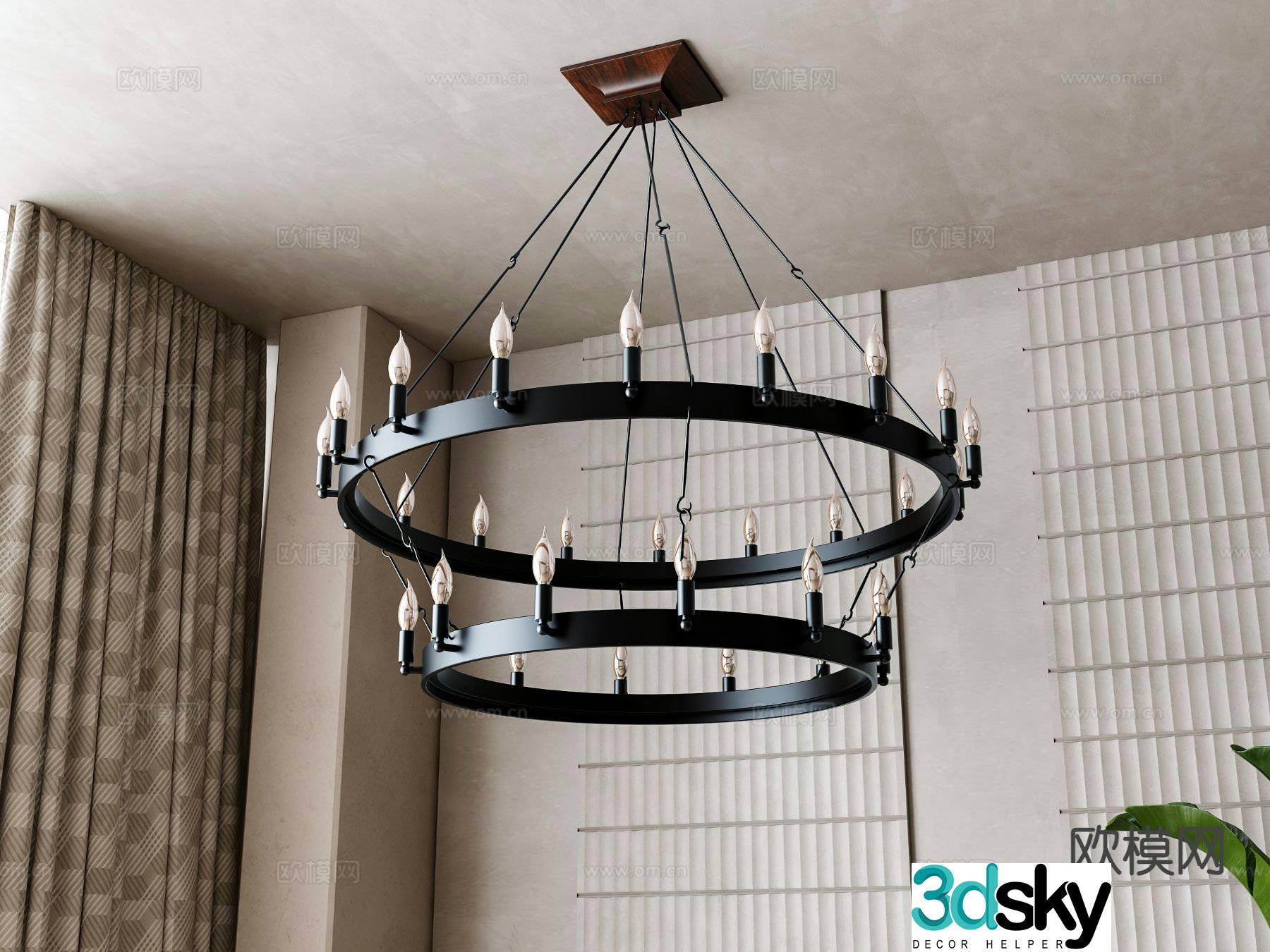 French chandelier ring chandelier 3d model
