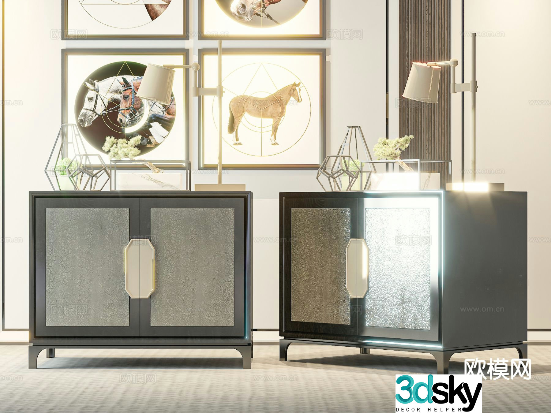 New Chinese style bedside table 3d model
