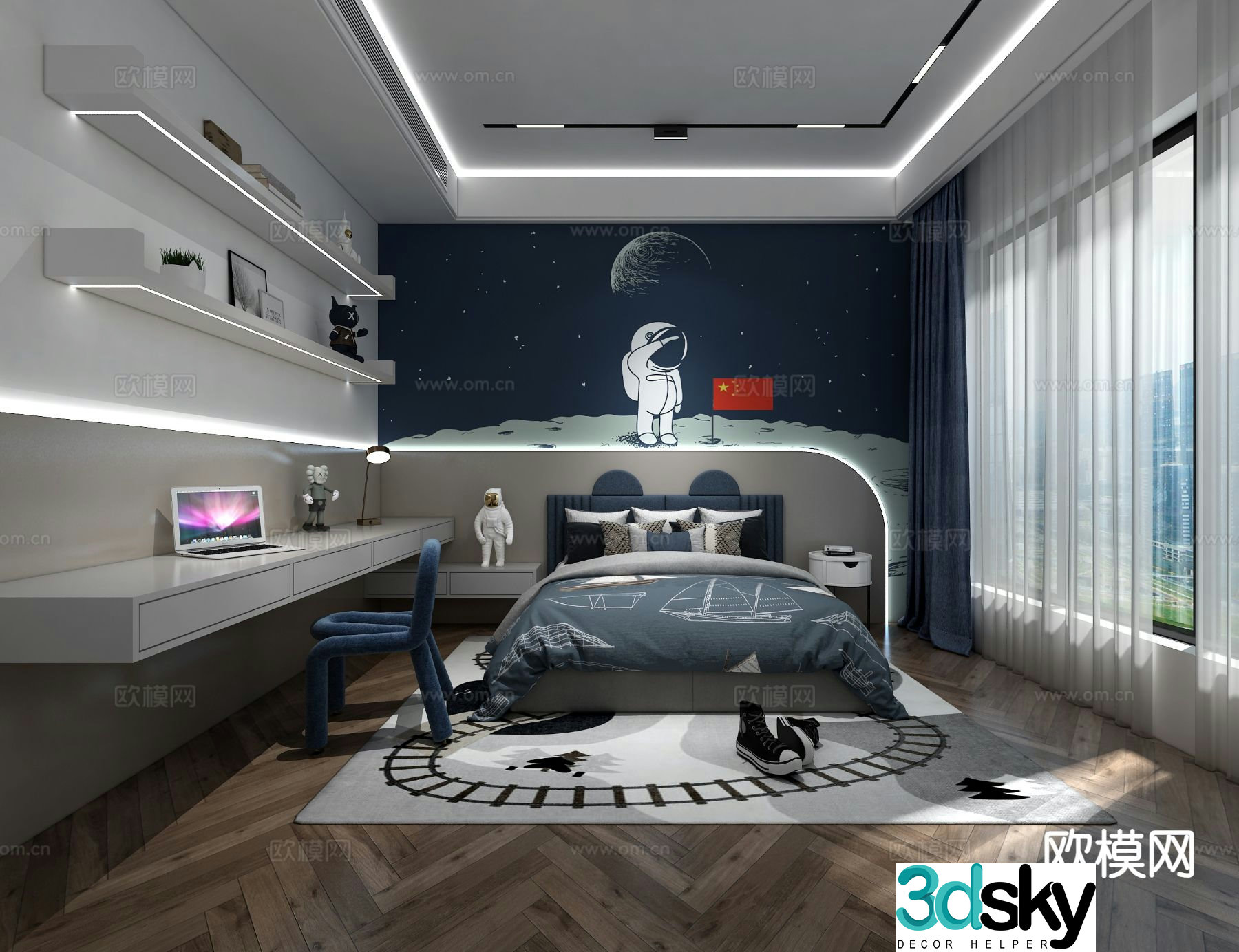 Modern children’s room boy’s room 3d model