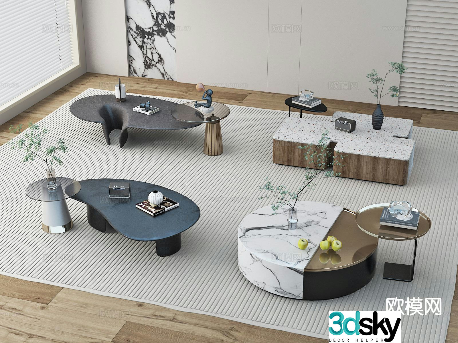 Mother and son coffee table marble coffee table 3d model