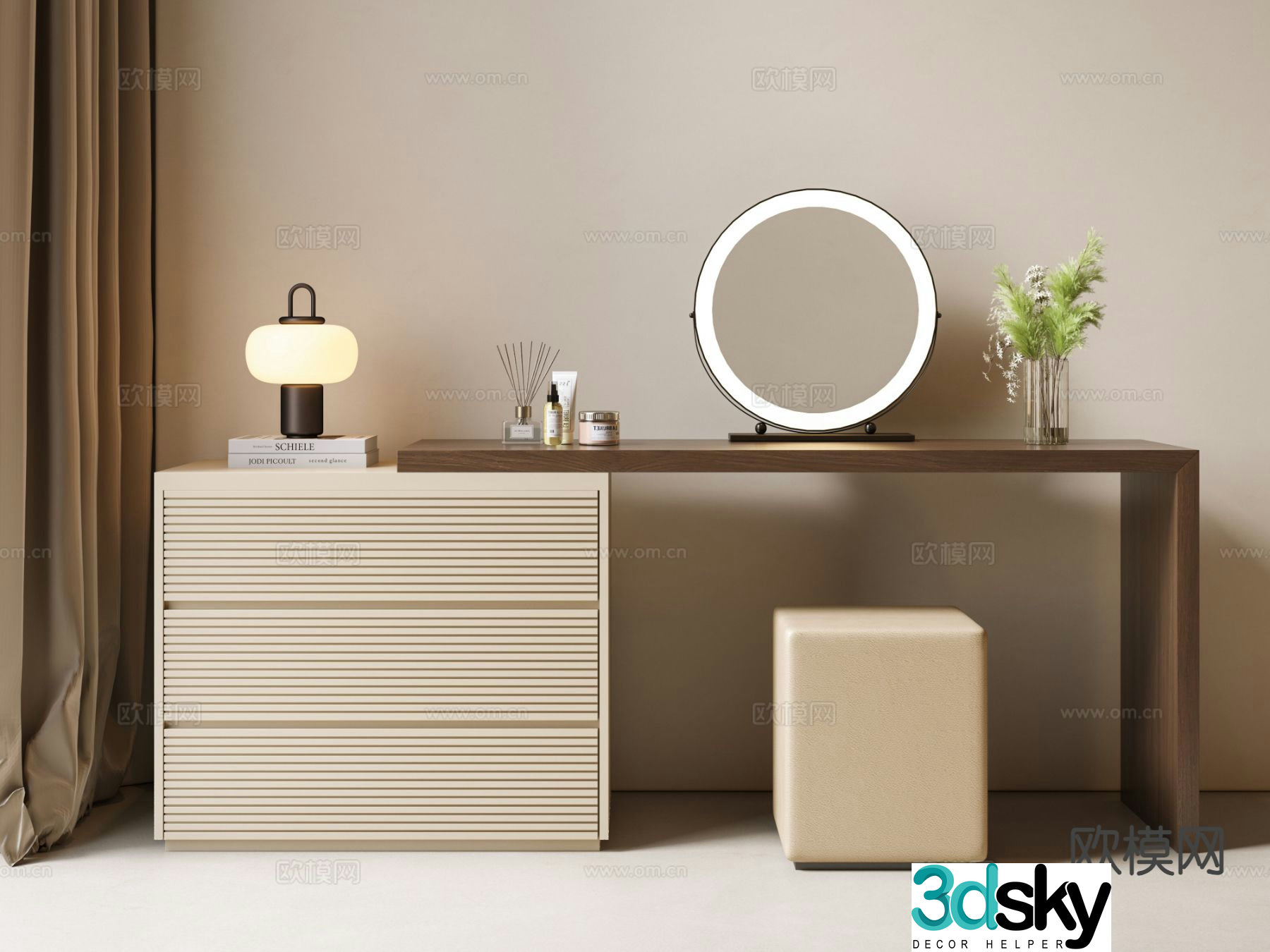 Cream style dresser 3d model