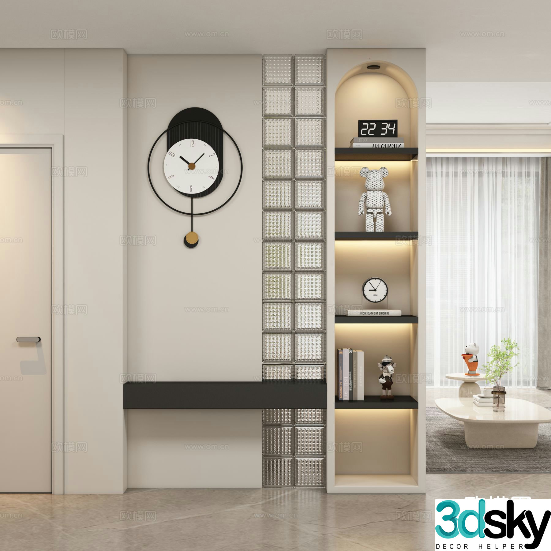 Cream style entrance hall entrance hall aisle 3D model