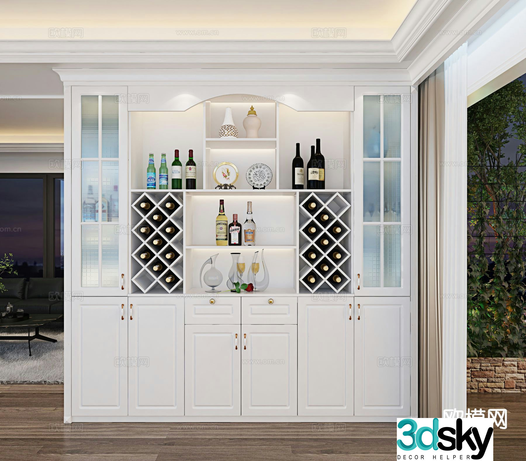 Simple European wine cabinet 3D model