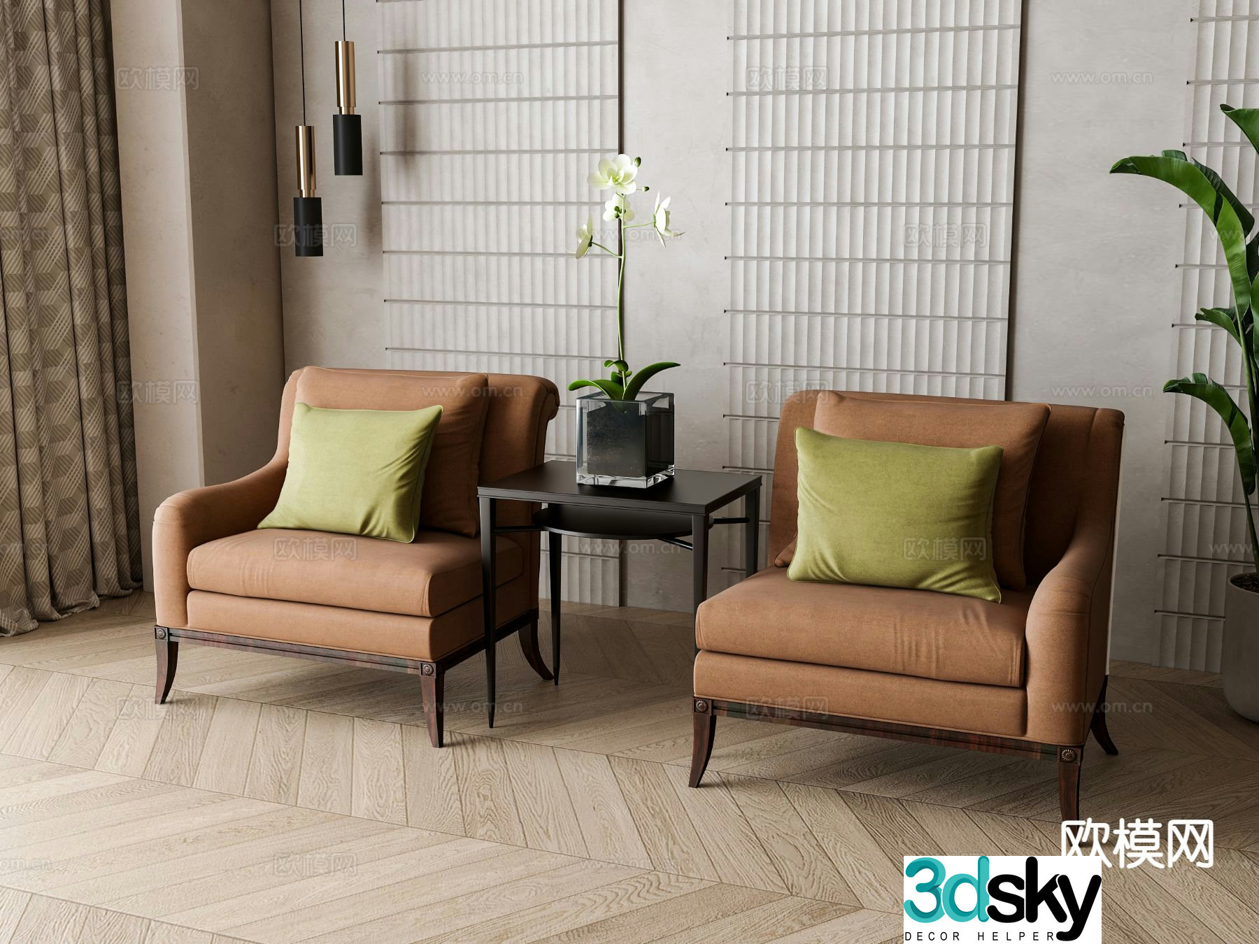 New Chinese style leisure chair sofa chair 3d model