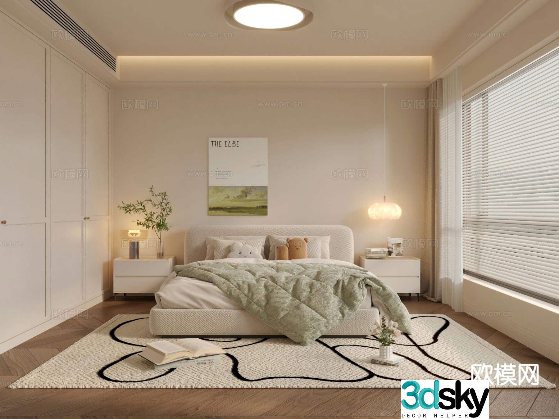 Cream style bedroom master bedroom 3d model