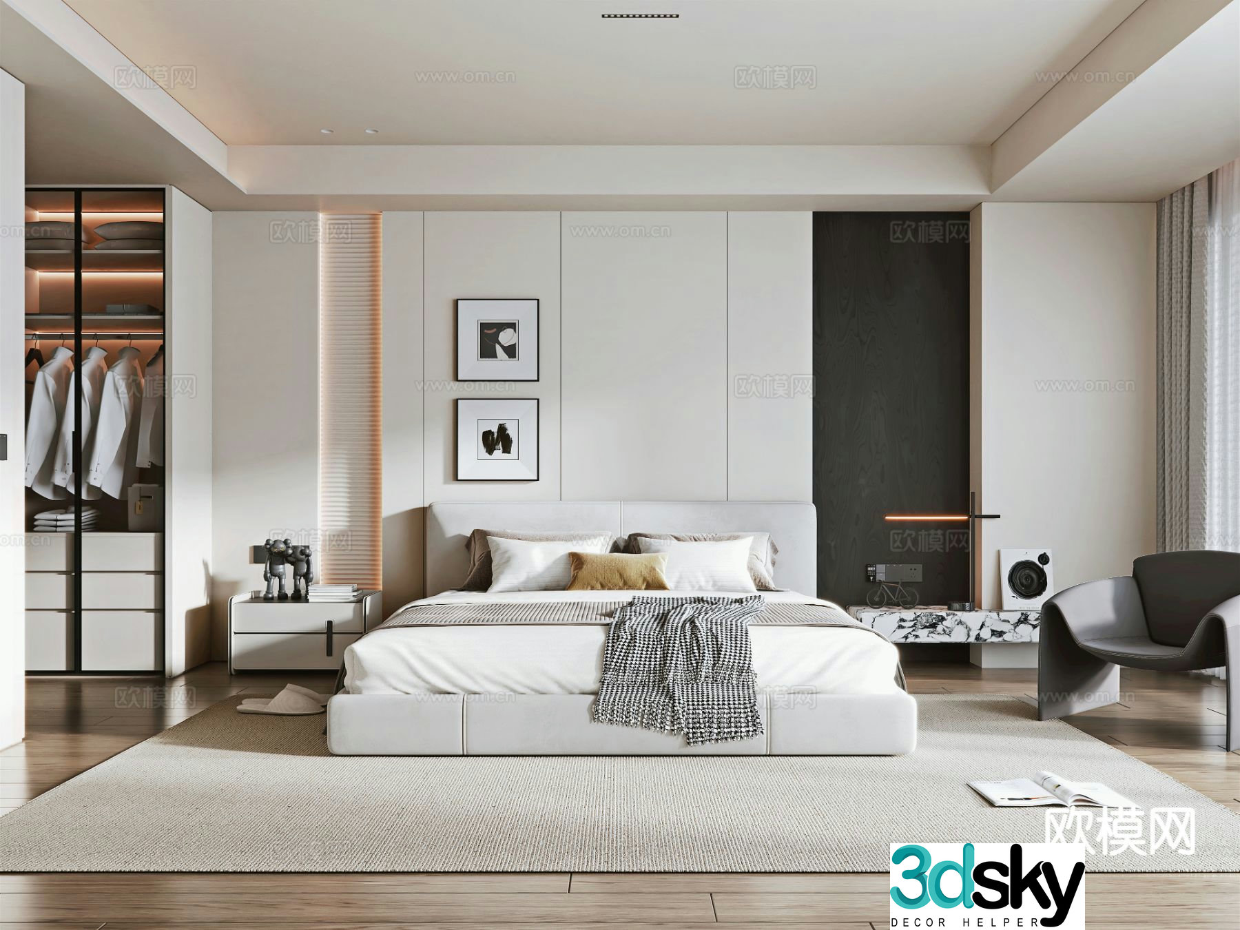 Modern bedroom master bedroom 3d model