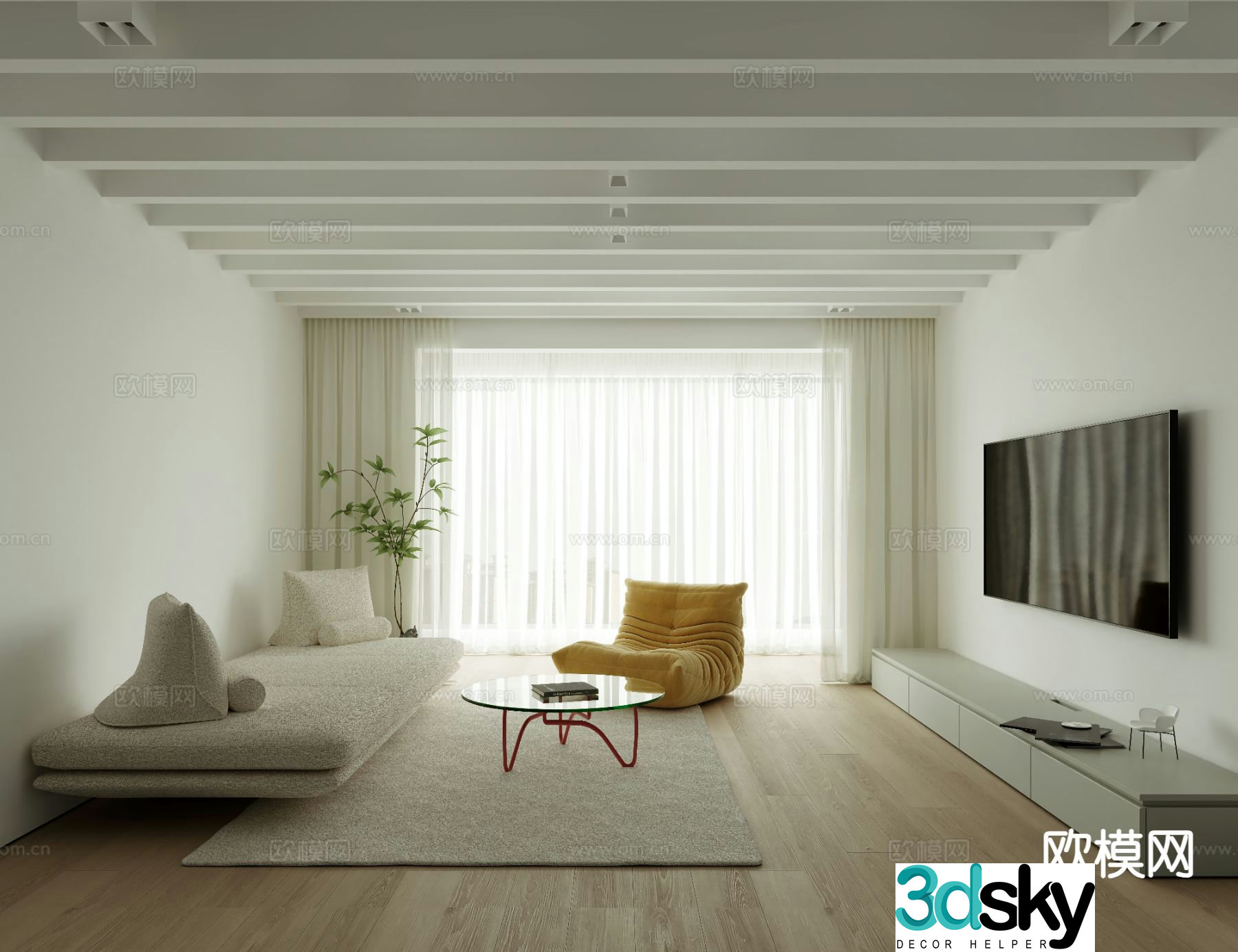 Wabi-sabi living room 3d model