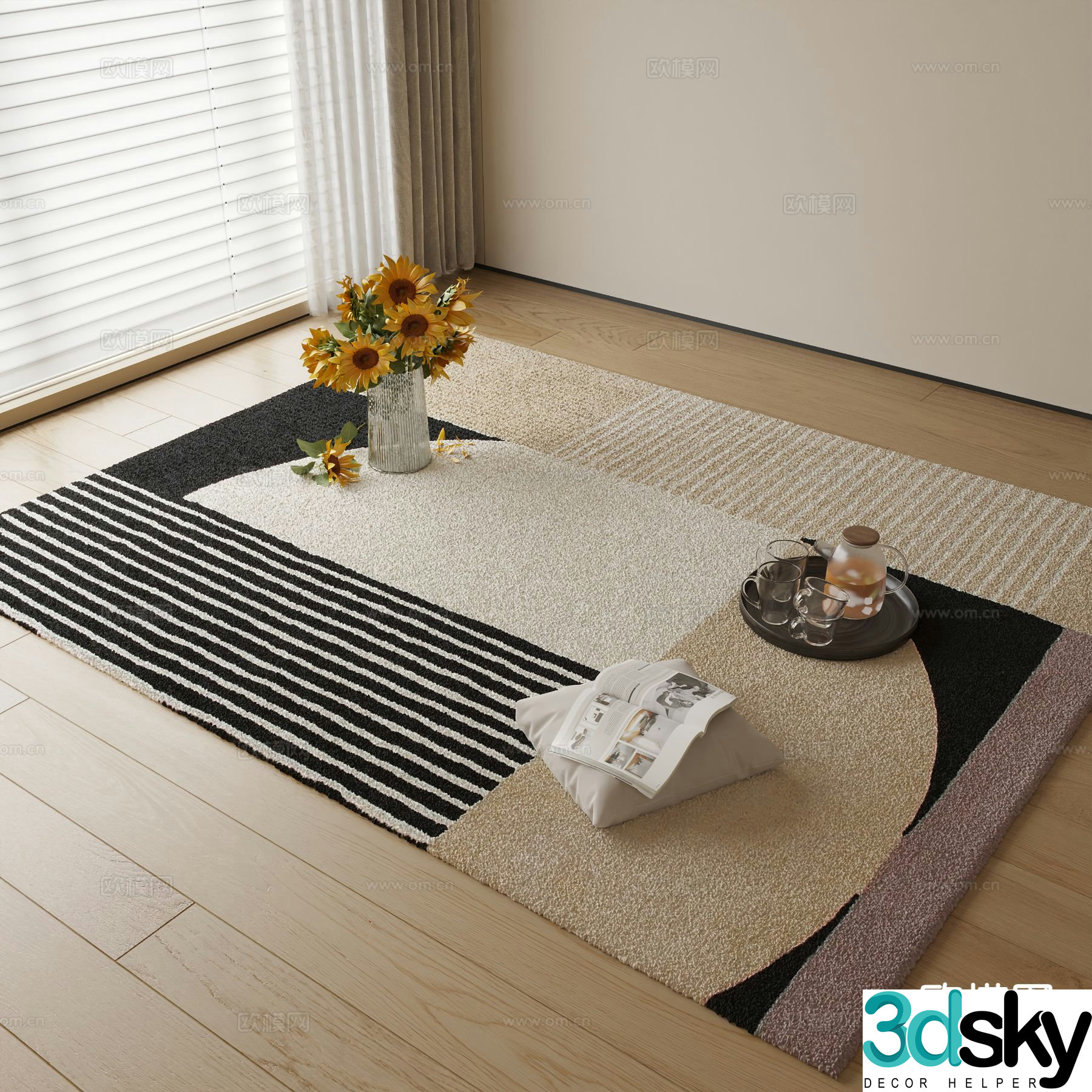 Modern square carpet 3d model
