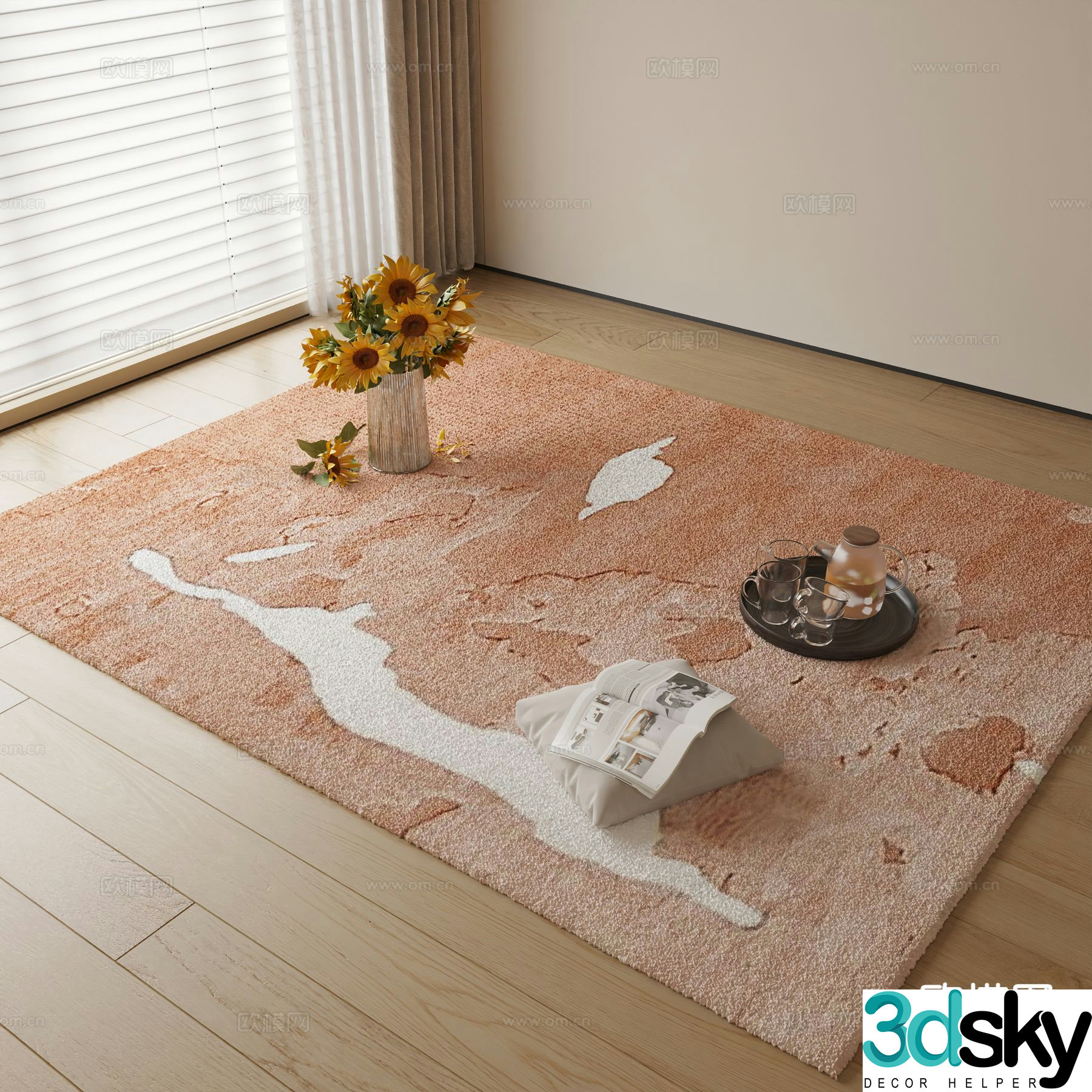 Modern square carpet 3d model
