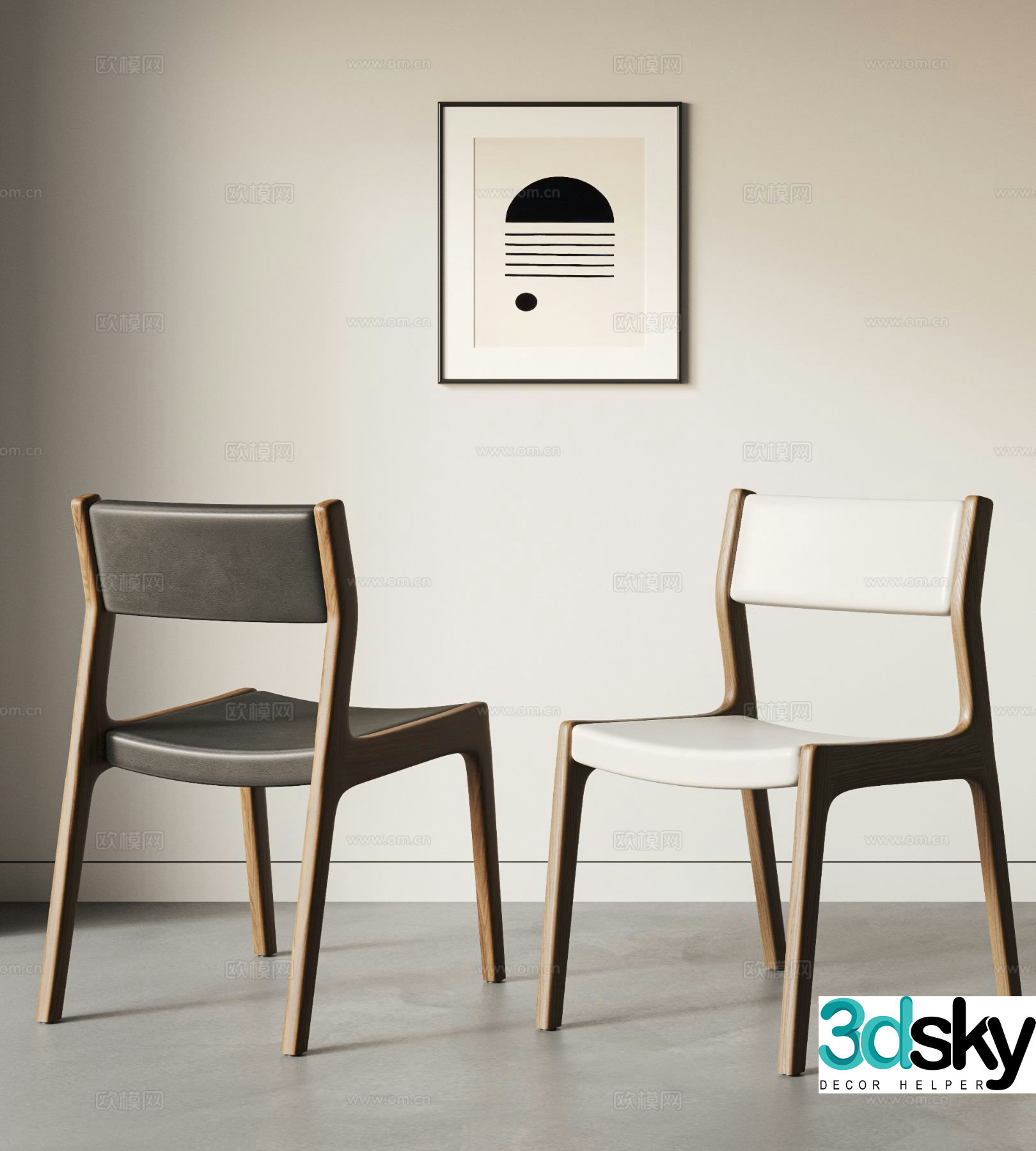 Wabi-sabi chair single chair dining chair 3d model