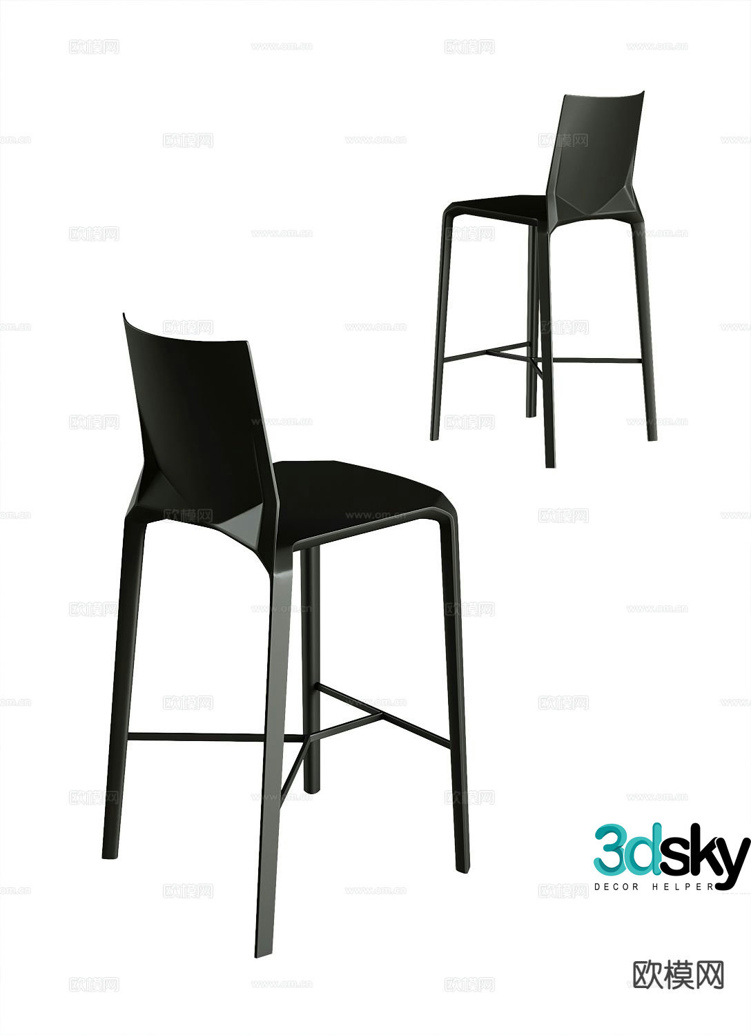 Modern bar stool bar stool high stool 3d model