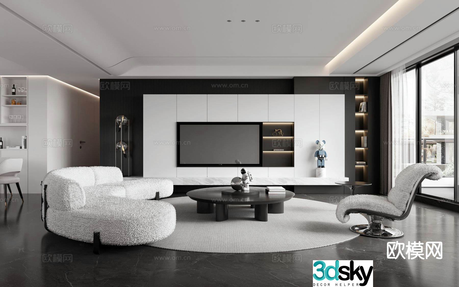 Premium gray living room 3d model