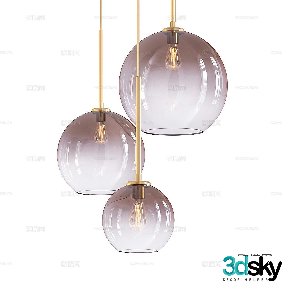 Modern glass chandelier spherical chandelier 3d model