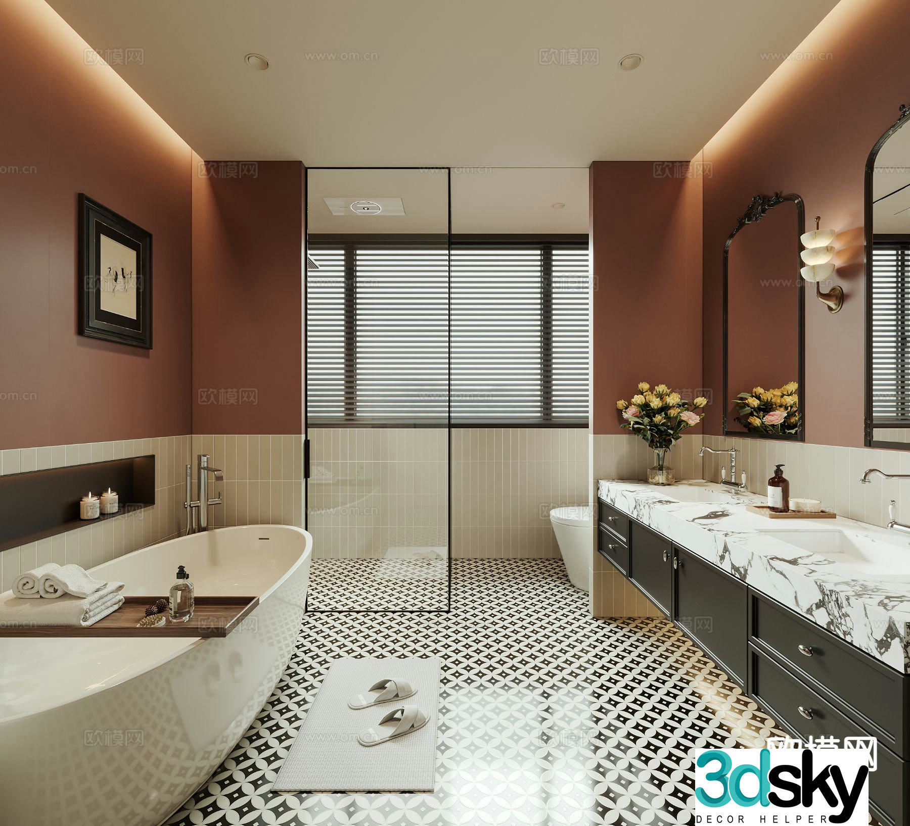 French retro bathroom bathroom 3d model