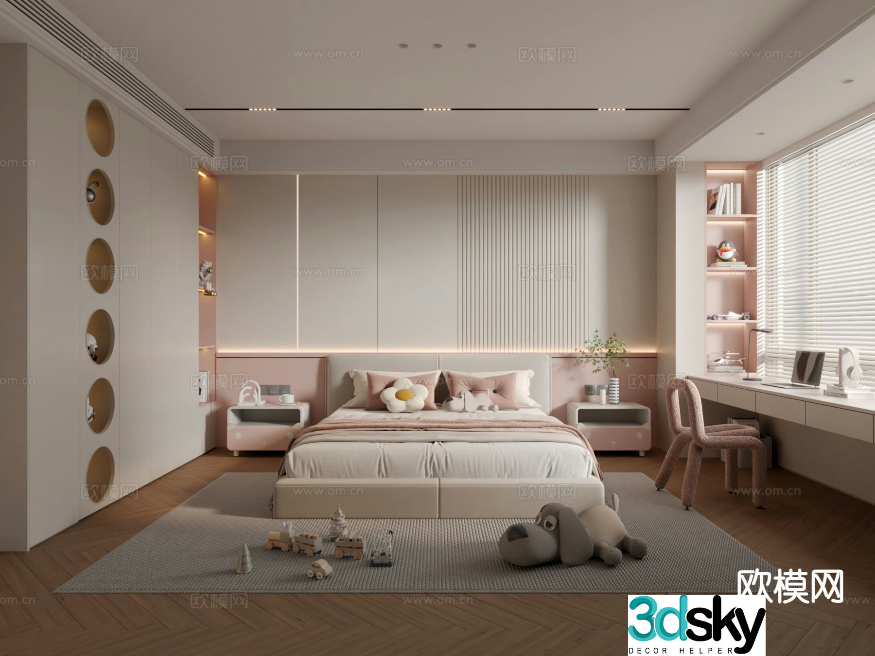 Modern children’s room girl’s room 3d model