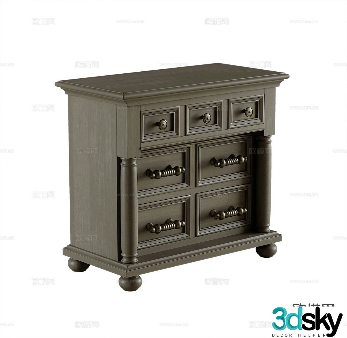 American bedside table 3d model