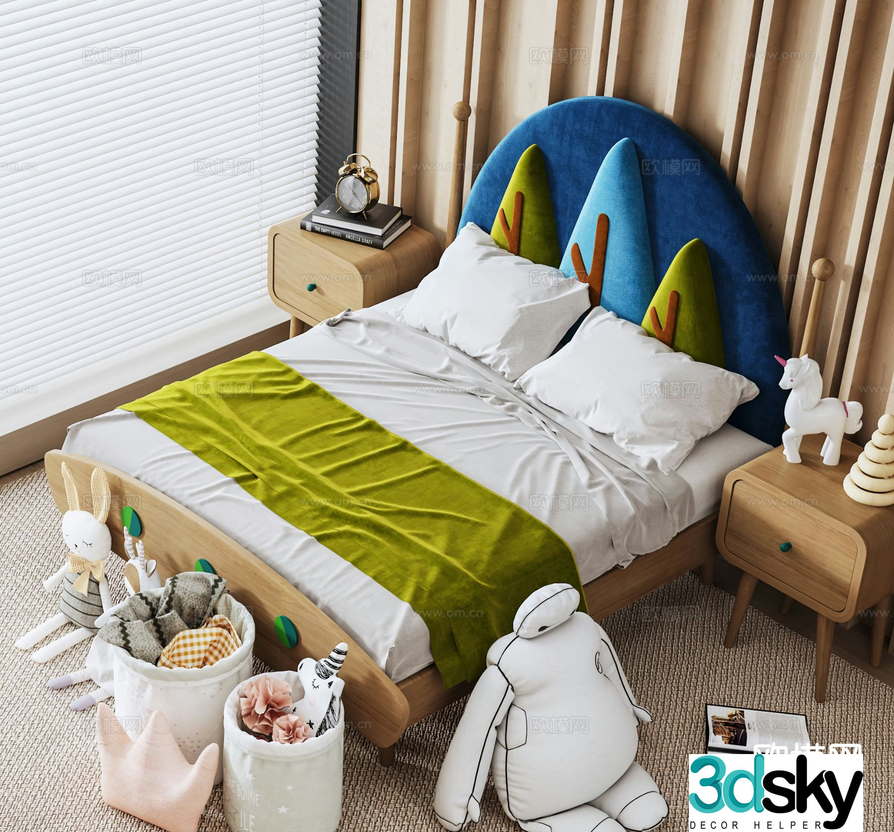 Modern children’s bed boy bed 3d model