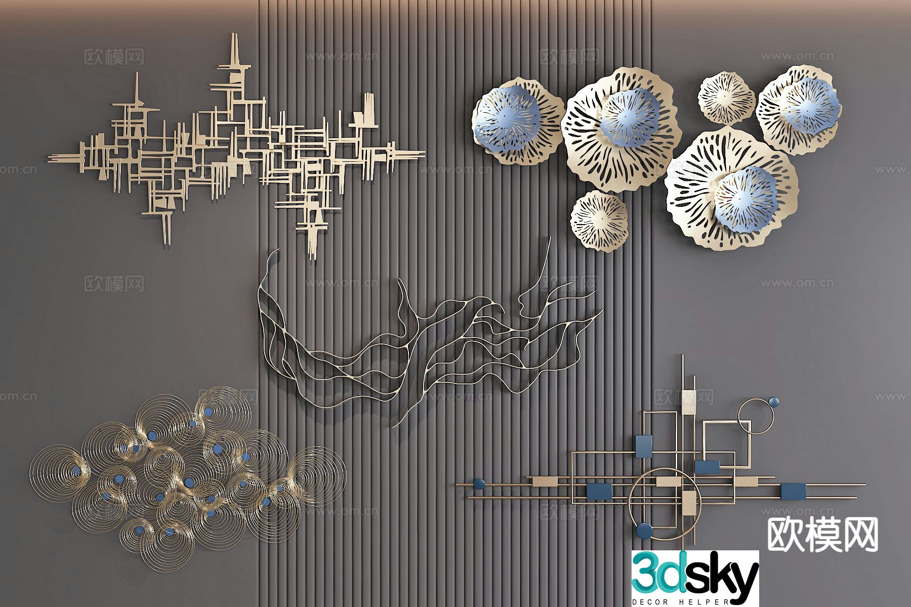 Light luxury wall decoration hanging decoration three-dimensional painting 3D model