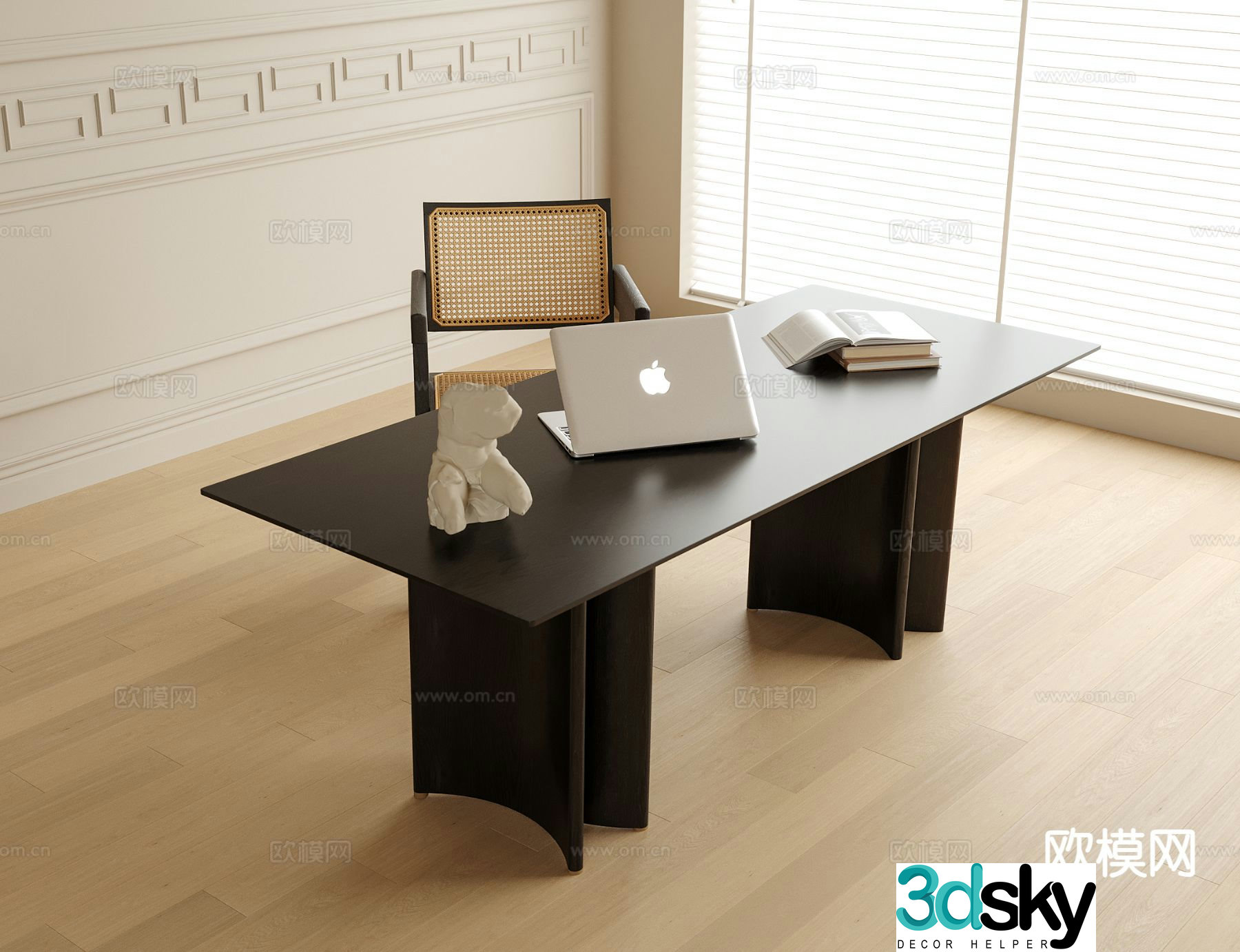 wabi-sabi desk writing desk computer desk 3d model