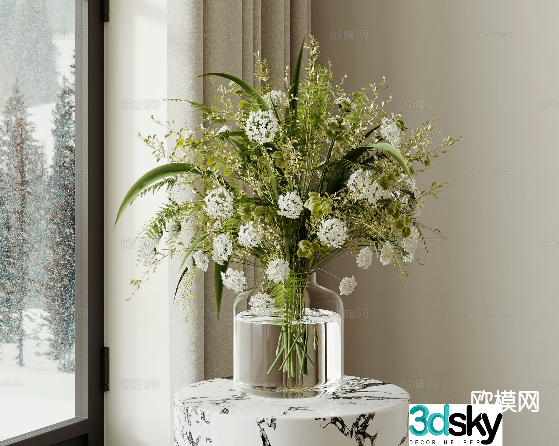 vase floral arrangement flower arrangement flowers 3d model
