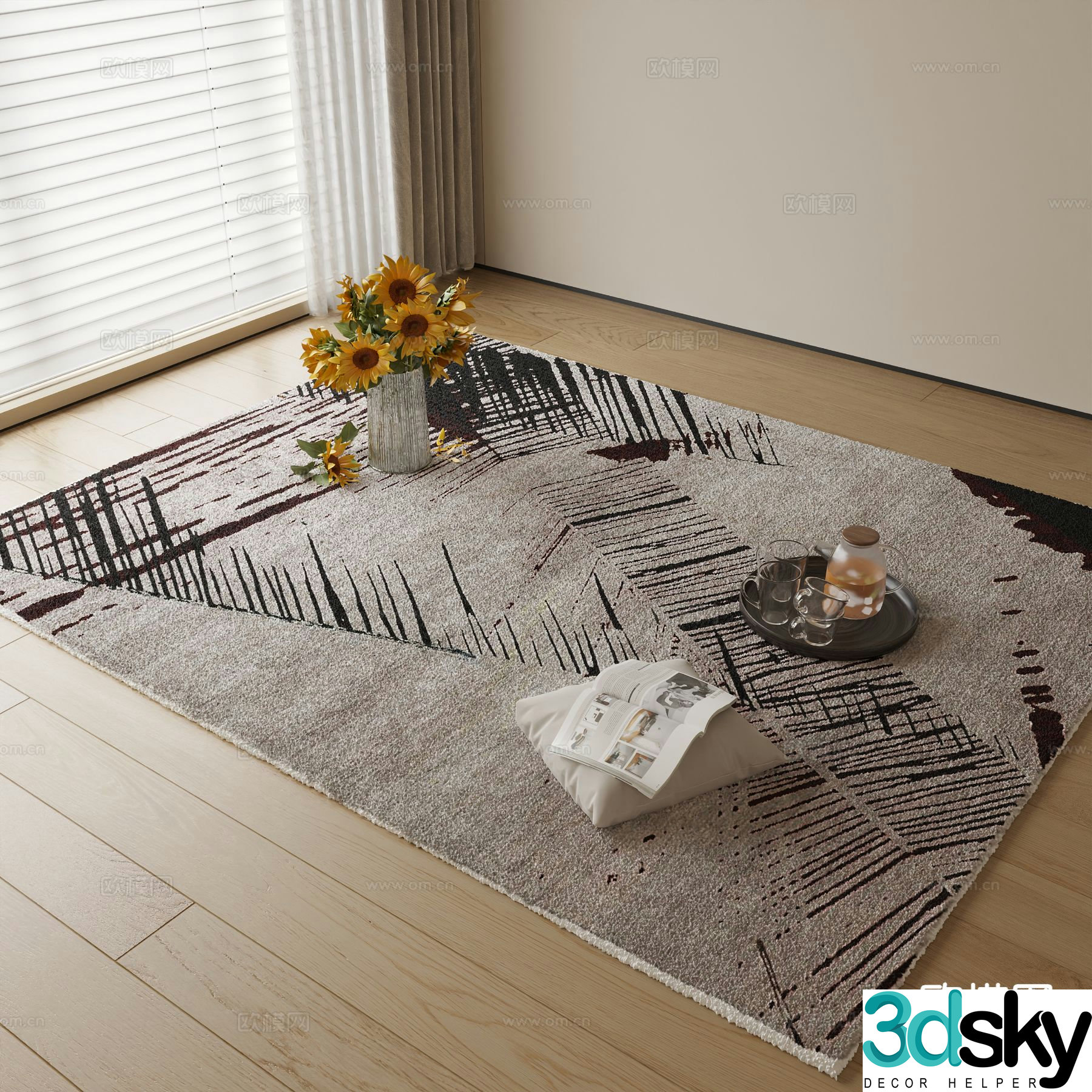 Decorative carpet square carpet 3d model