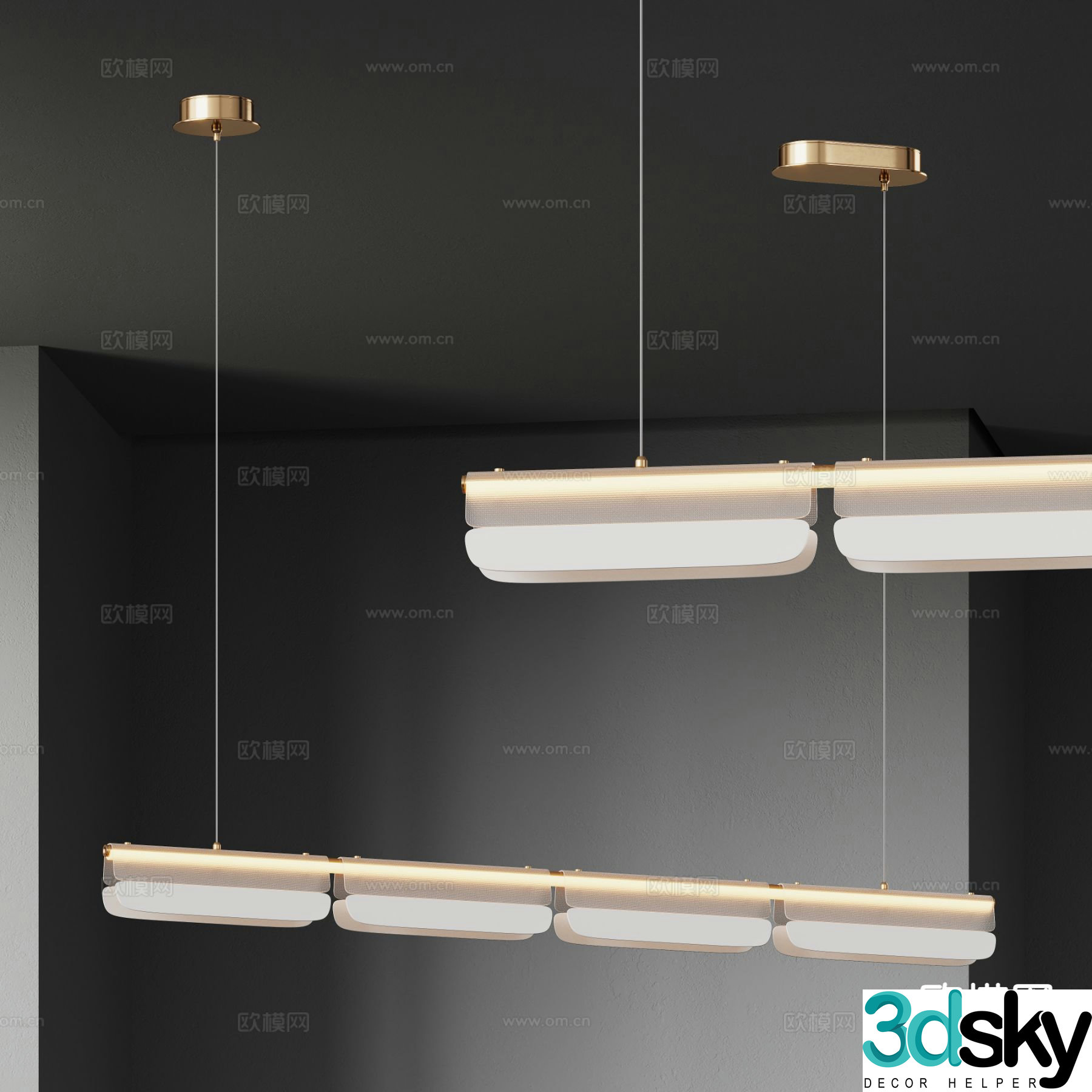 Light luxury chandelier straight chandelier 3d model