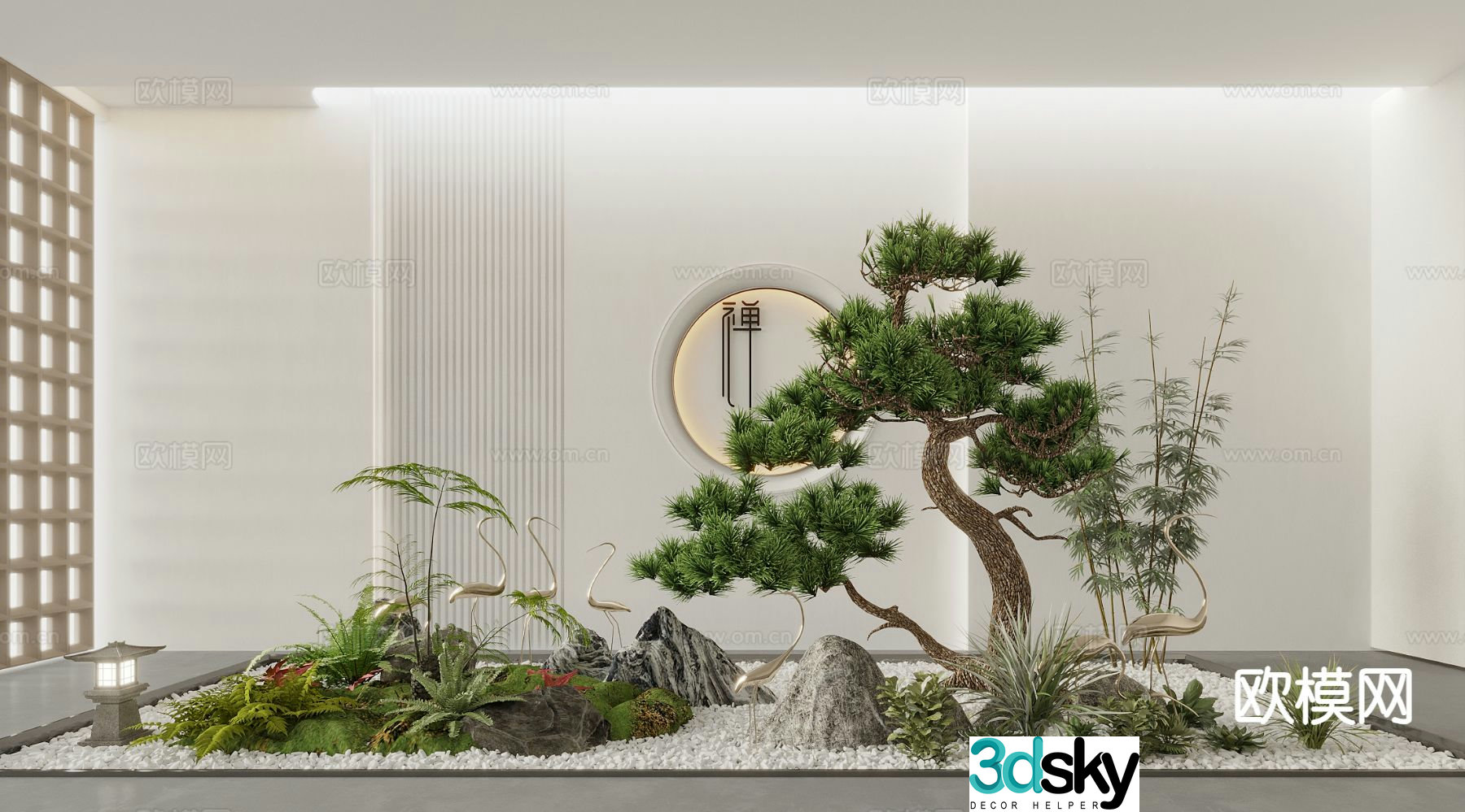 New Chinese style indoor landscape rockery landscaping 3D model