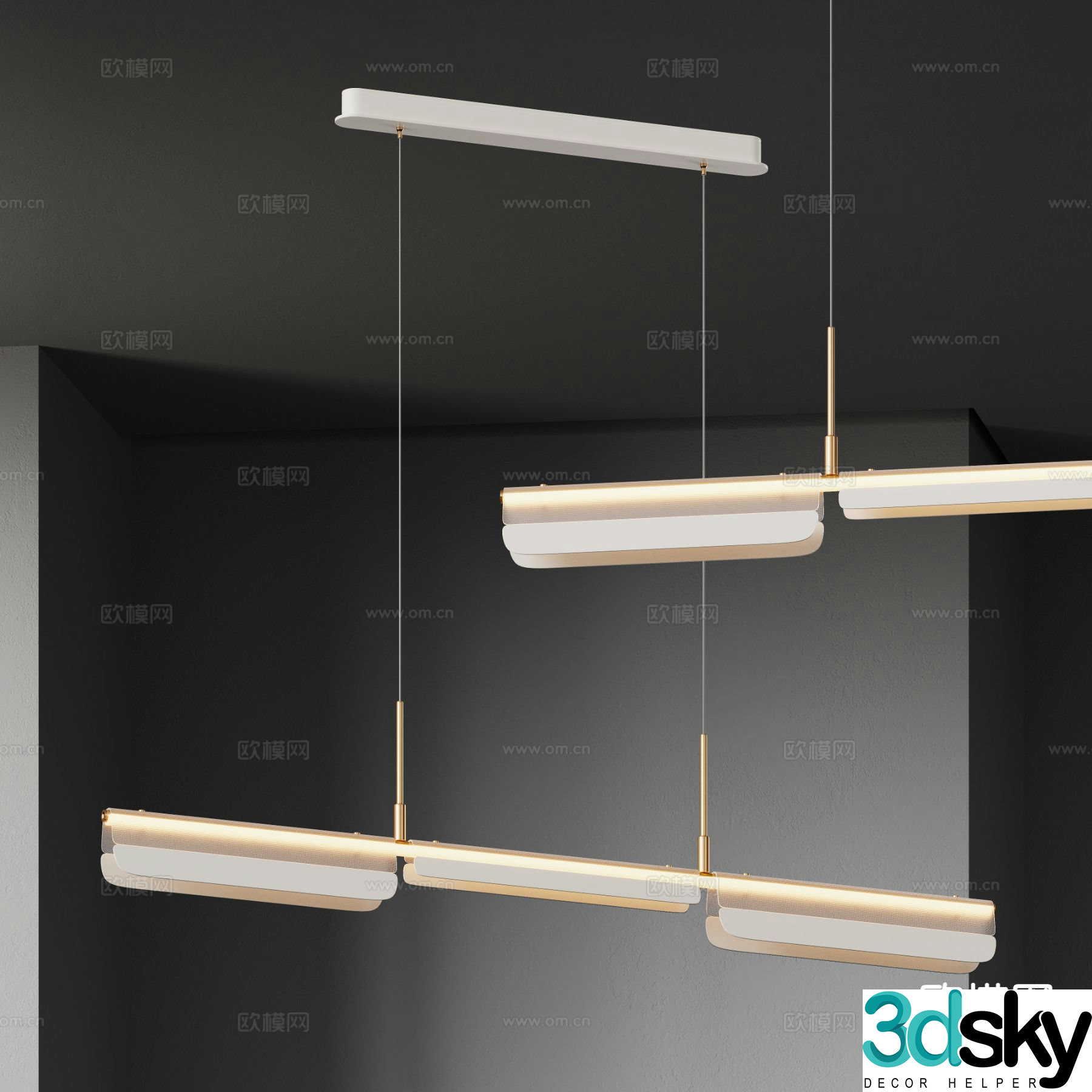 Creative chandelier straight chandelier 3d model