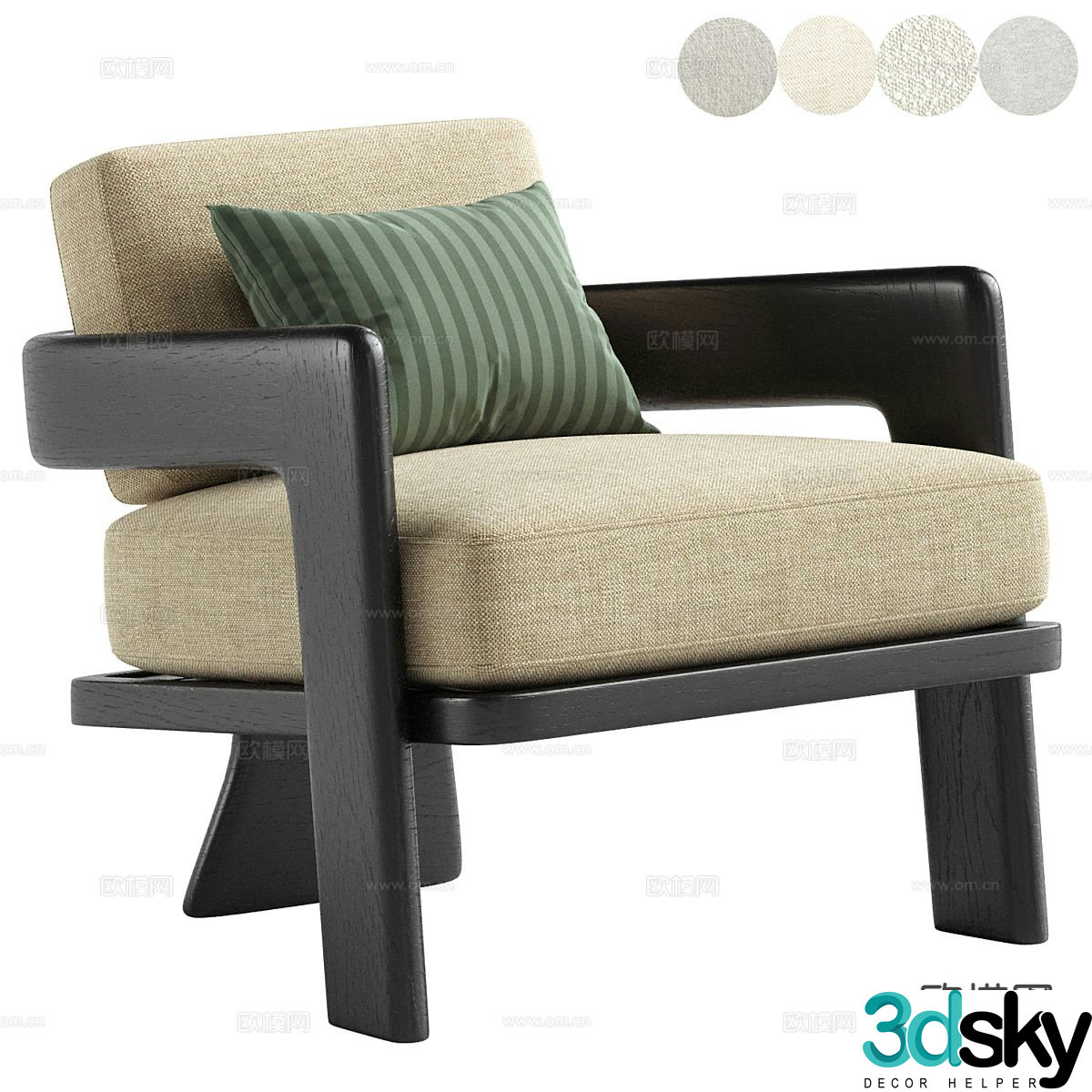 Modern sofa chair fabric leisure chair 3d model