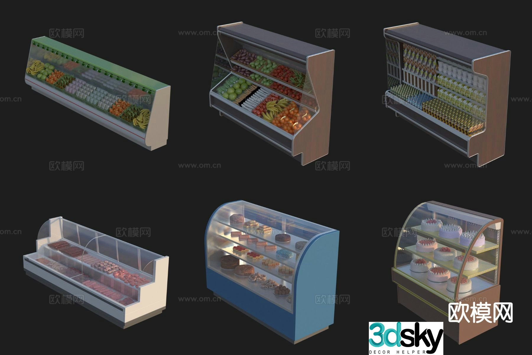 Supermarket freezer freezer snack shelf 3D model
