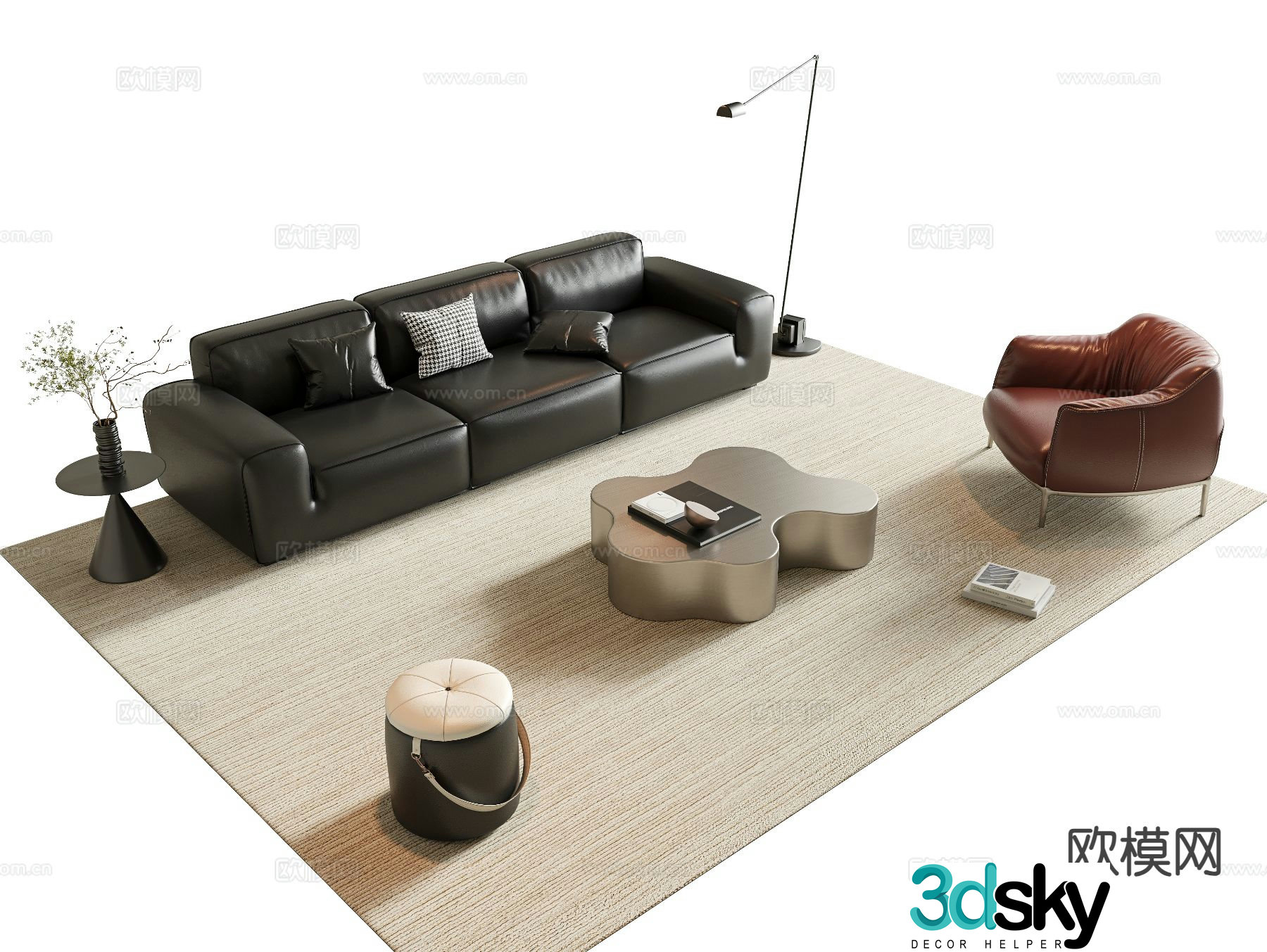 Italian sectional sofa 3d model