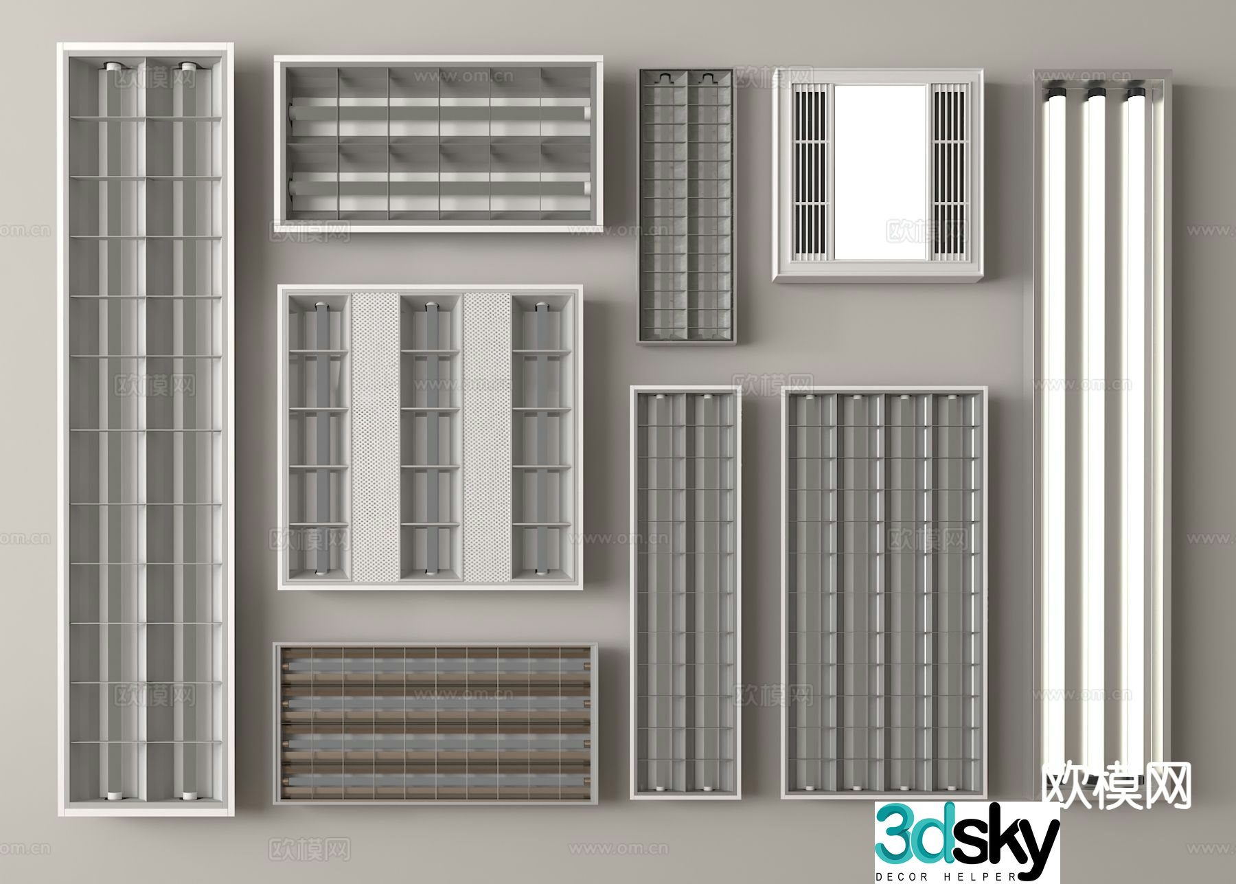 Modern grille lamp office lamp 3d model