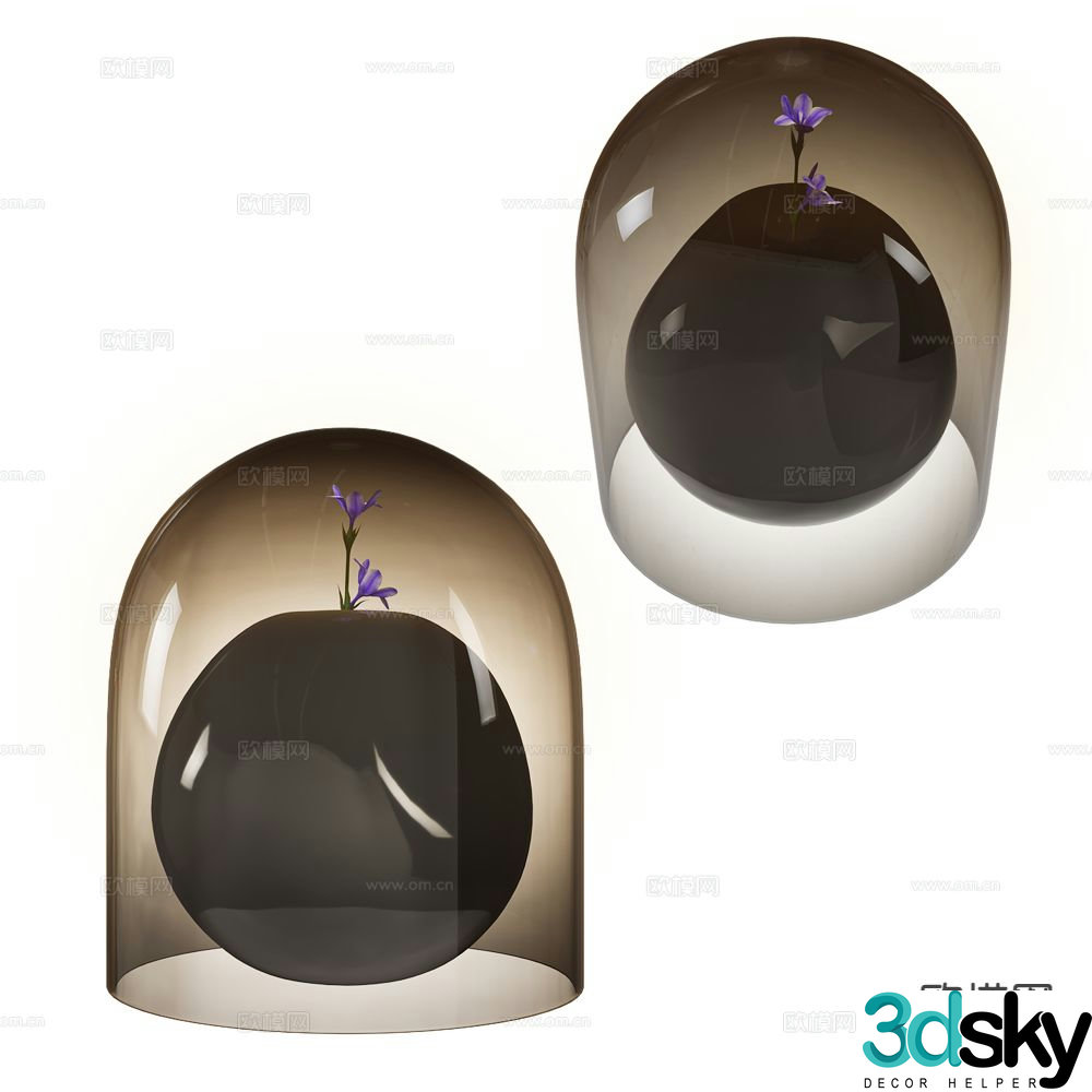 DECHEM glass vase floral 3d model